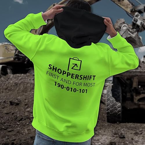 Miniatura 4 de Hi Vis Sudadera con capucha - Logotipo personalizadoNombre de alta visibilidad Ropa de trabajo de protección al aire libre Equipo de trabajo uniforme
