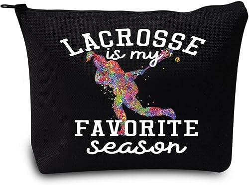 LEVLO Lacrosse Girl Cosmético Maquillaje Bolsa Regalo Para Lacrosse Jugador Lacrosse Es Mi Temporada Favorita Maquillaje Cremallera Bolsa Bolsa Para