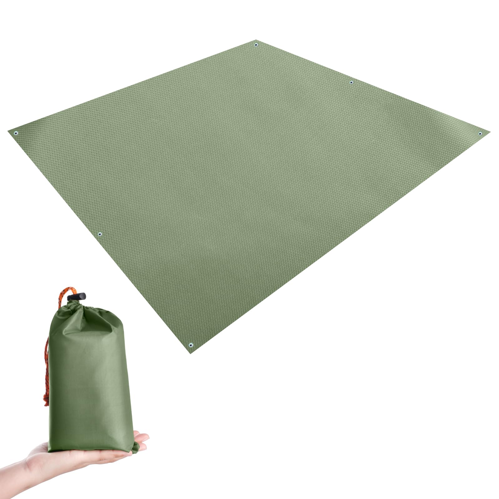 TRIWONDERTent Tarp Tarpaulin Waterproof Hammock Rain Fly Camping Tarp Shelter Footprint Groundsheet Sunshade Mat for Hiking Backpacking Beach Picnic (01 Green, 2.15 x 2.15 m)