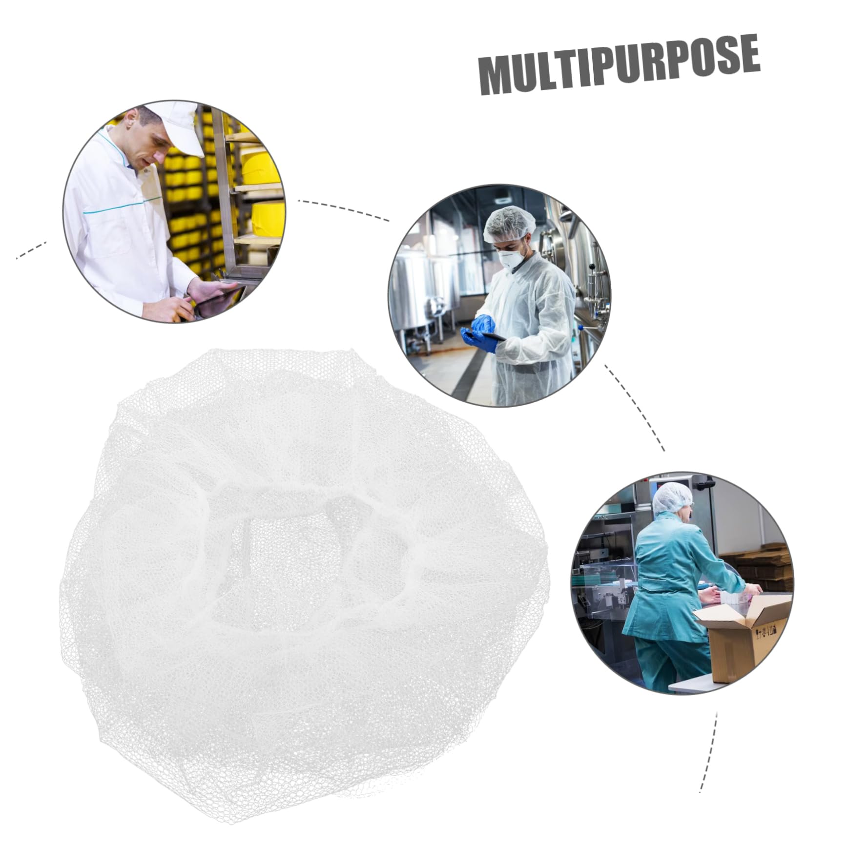 MERRYHAPY 100pcs Disposable Hair Nets Nylon Mesh Caps for Home Factory Universal Size