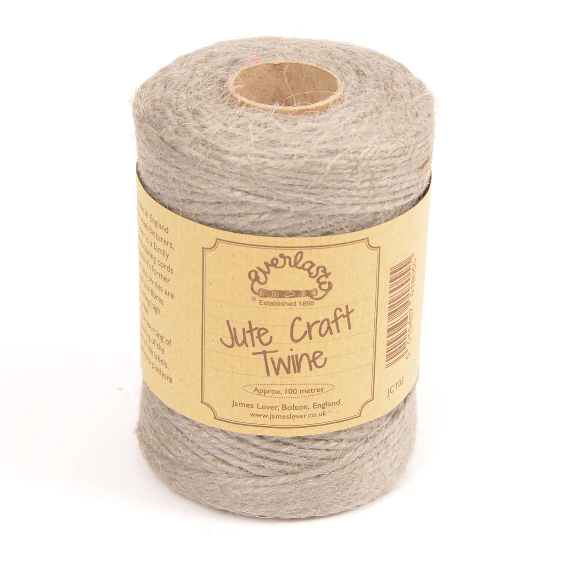EVERLASTO NATURAL COLOURED JUTE CRAFT TWINE 100M SPOOLS (SILVER FLEECE) — image 1