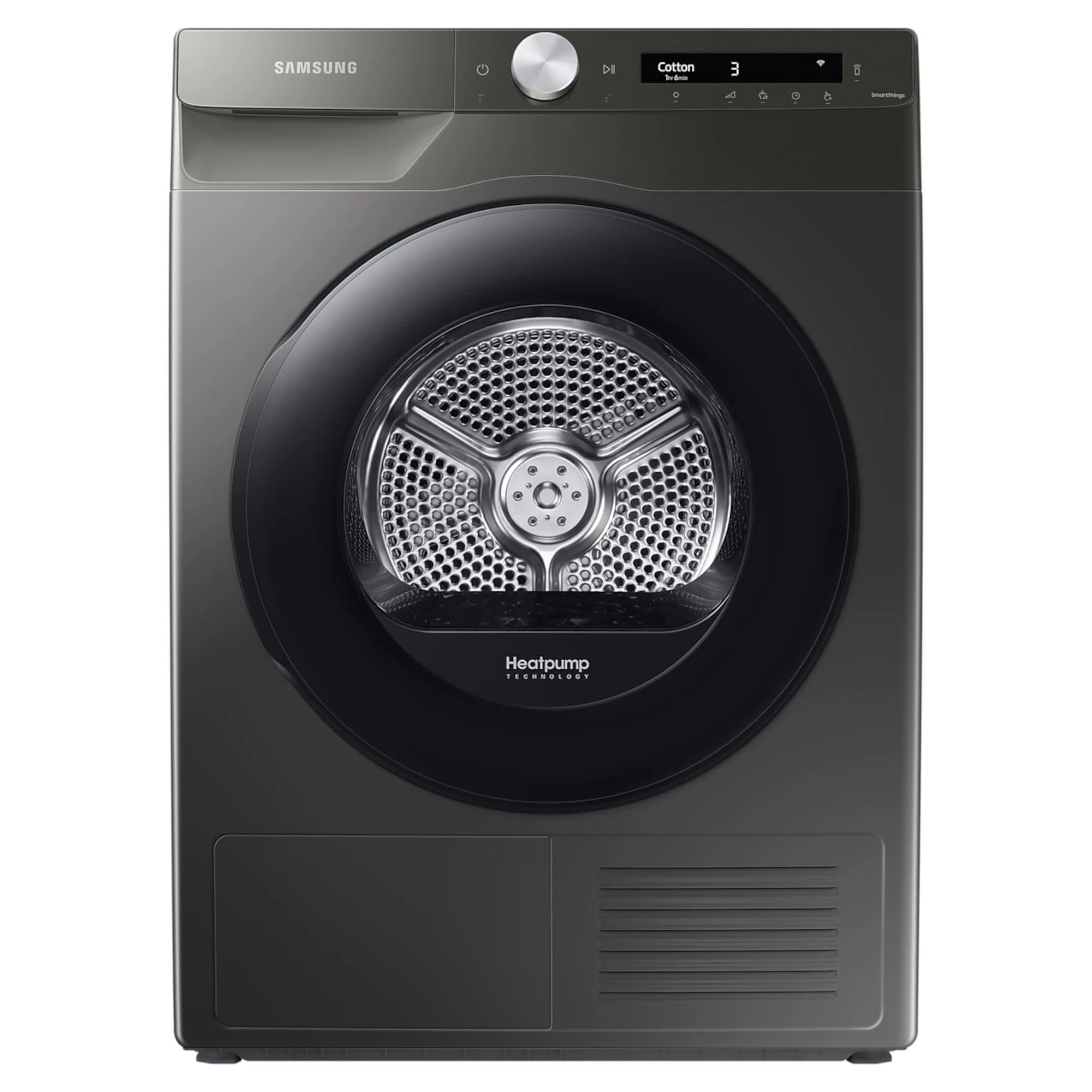 Samsung Series 5+ DV90T5240AN/S1 with OptimalDry™, Freestanding Heat Pump Tumble Dryer, 9 kg, Graphite, A+++ Rated, Decibel rating: 63, EU Acoustic Class: B [Energy Class A+++]