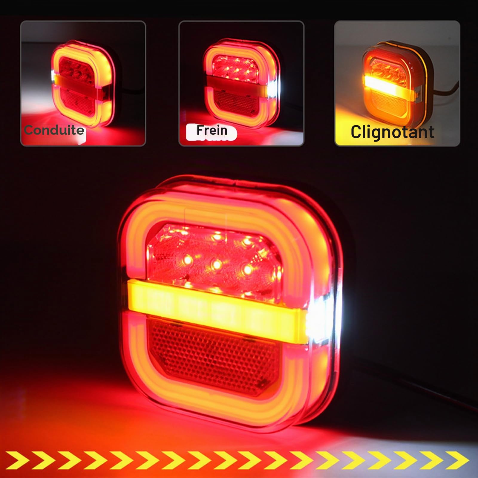 Feux De Remorque Arrière 2pcs 12V - 36V Led Remorque Feux Arrière Clignotants Freinage Drive Light Fonction Imperméable à l'Eau 210mm Câble Indicateur Pour Remorque Caravane