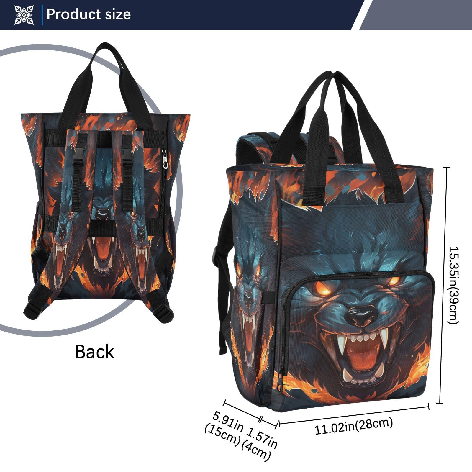 Panda Enojado Fresco Bolsa de Pañales Mochila de Viaje Gran Capacidad Bolsas para Mamá Papá Mujeres Niñas