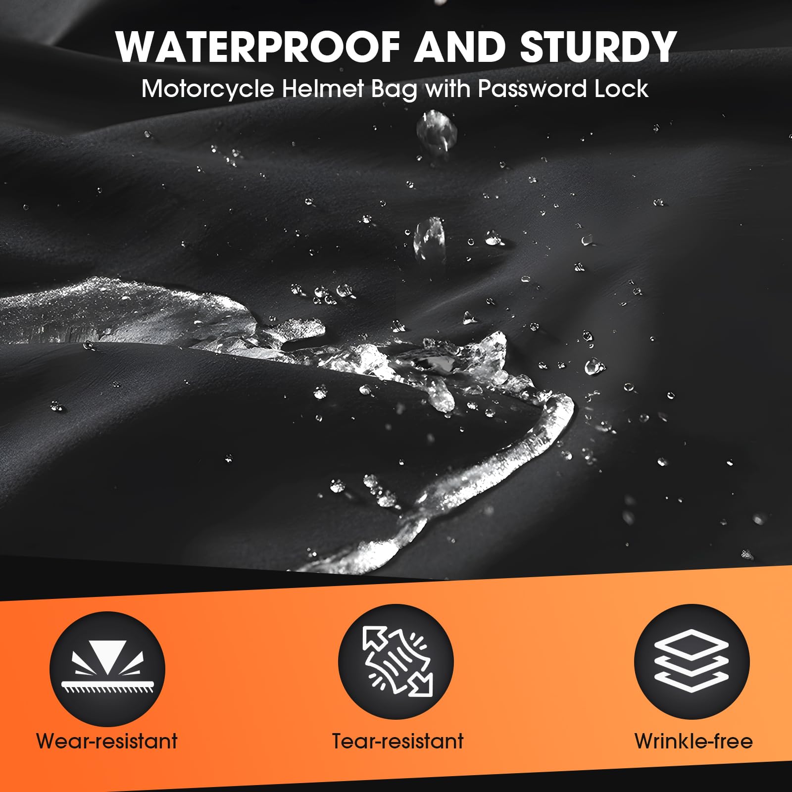 Motorrad Helmtasche mit Kombinationsschloss, 30L Große Wasserdicht Fahrradhelm Helmbeutel für Motorradhelm Skihelme Fahrradhelme Reithelme Basketball Fitness, Abschließbar Helmsack - 3