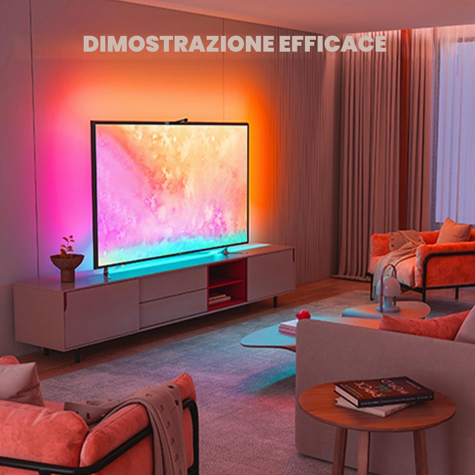 Luci A Led Per TV Con Telecamera Retroilluminazione TV Desiderabile Per 55-65in/65-75in Può Essere Utilizzato Con La TV Per Aggiungere Atmosfera Adatto Per L'uso Con TV Computer(5m (plug version))