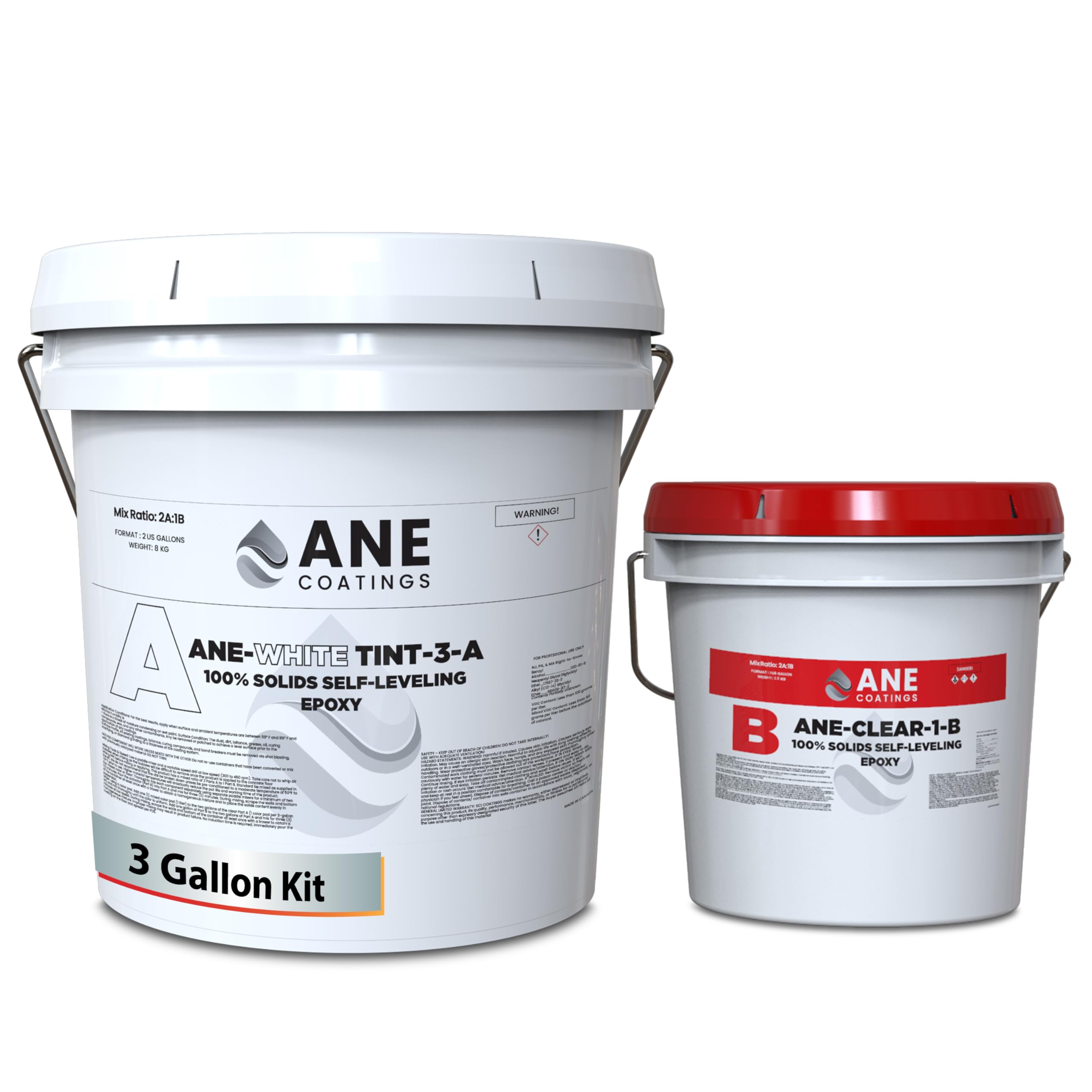 Self Leveling Epoxy Resin Kit – ANE Garage Floor Epoxy Kit Spreads Seamlessly. Durable, Industrial Grade Clear Epoxy Resin for Concrete Floors and Countertops - White