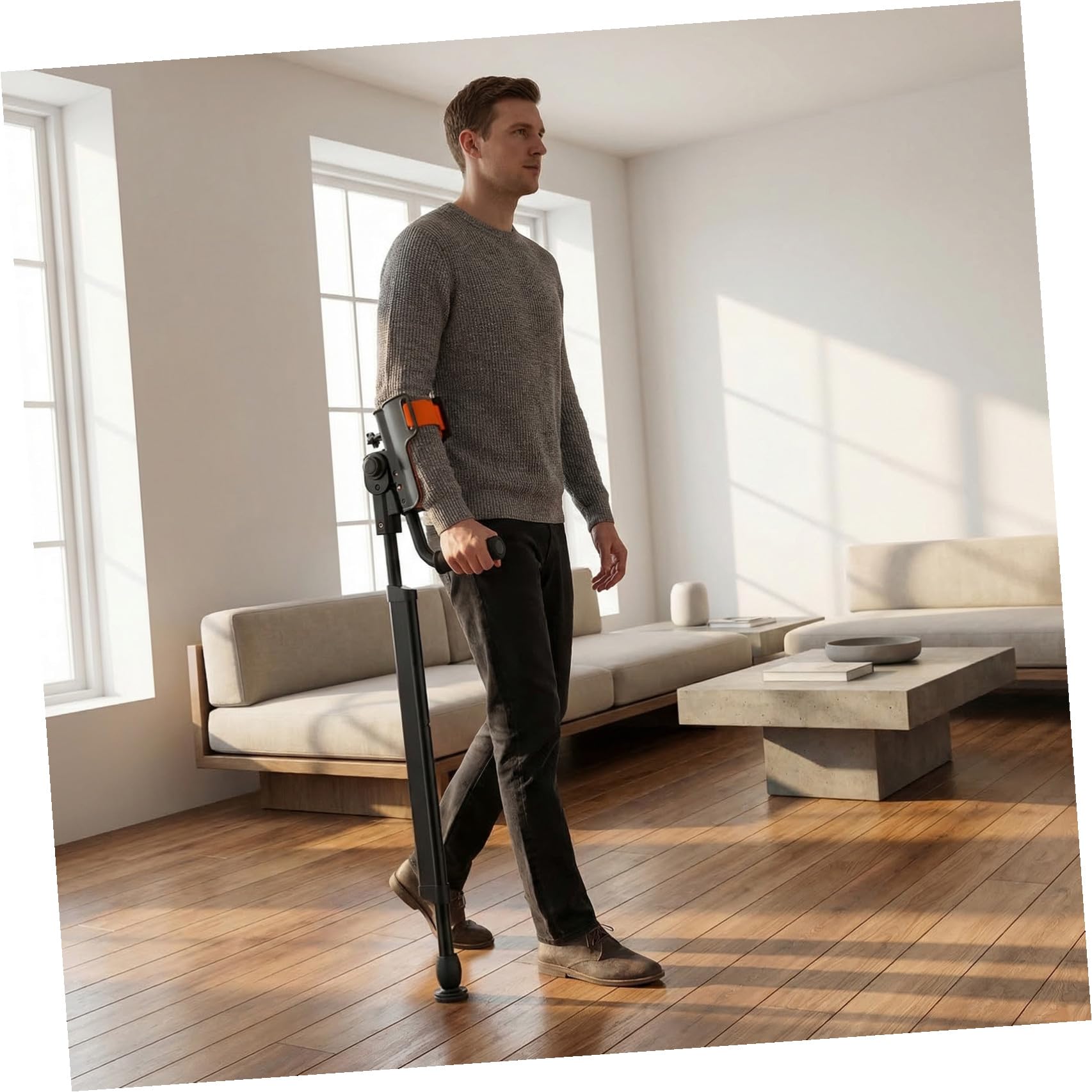 Stampella in Lega di Alluminio per Pieghevole Regolabile Avambraccio e Supporto in EVA a 3 Angoli con Impugnatura Ergonomica per Anziani e Adulti in Viaggio