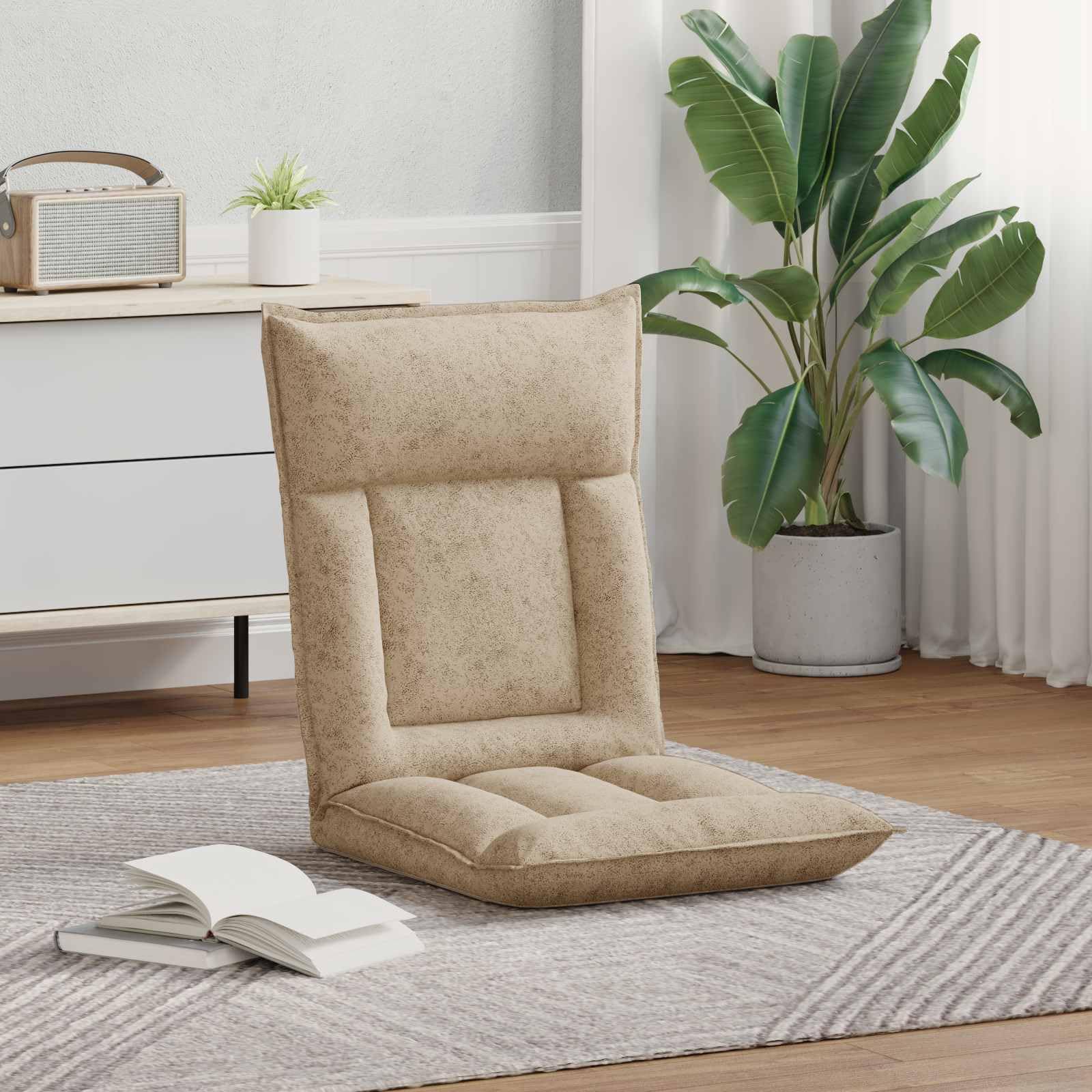 Regulowane krzesło podłogowe, jasnoszare materiał z wielopozycyjnym oparciem, tapicerowane, ergonomiczne, do salonu, sypialni, medytacji, jogi, czytania, gier