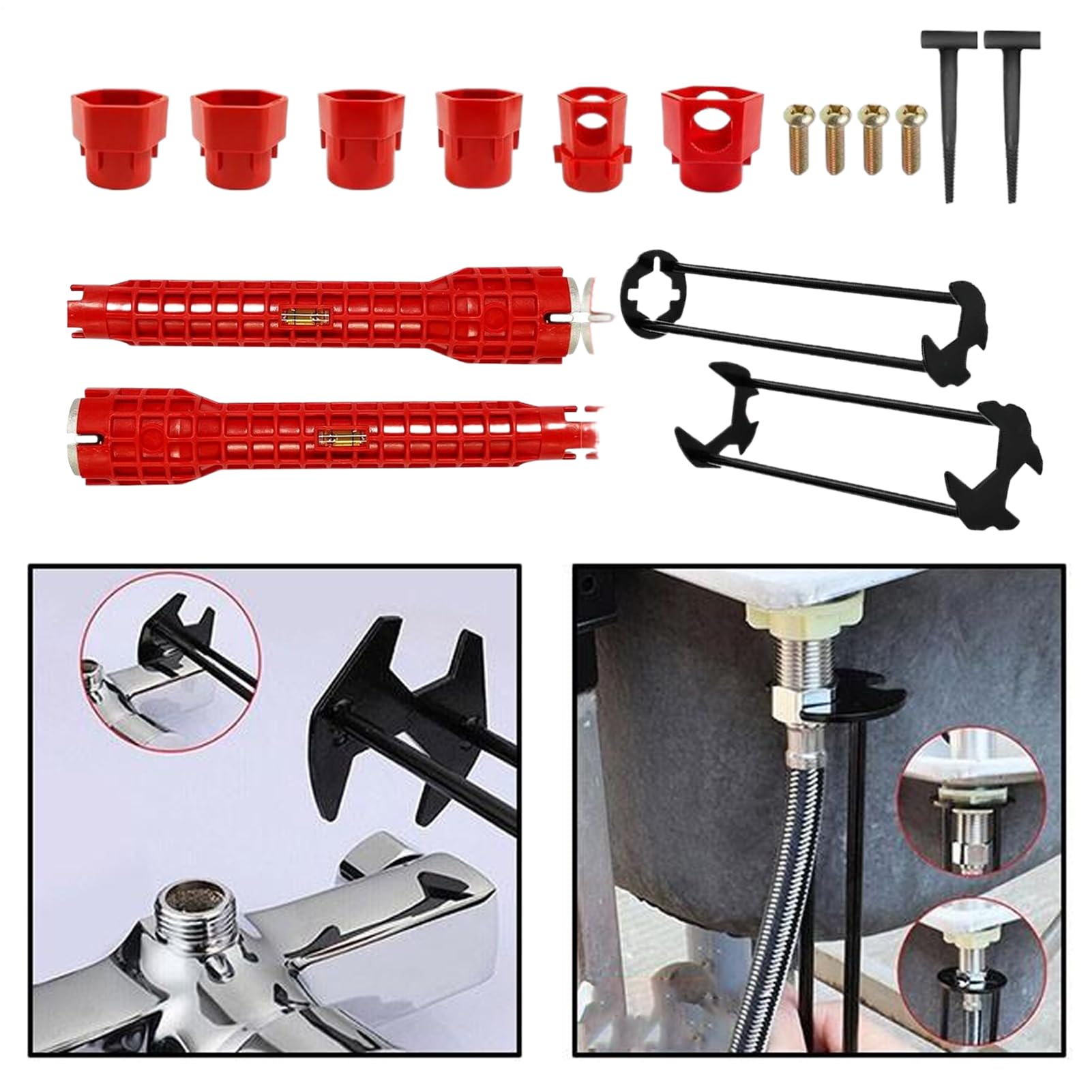 Générique Jeu De Clés Pour Robinet, Outil De Démontage De Mitigeur De Cuisine, Kit De Série Pour Démonter Les Robinets De Baignoire, Lavabo, Cuisine Et Salle De Bains