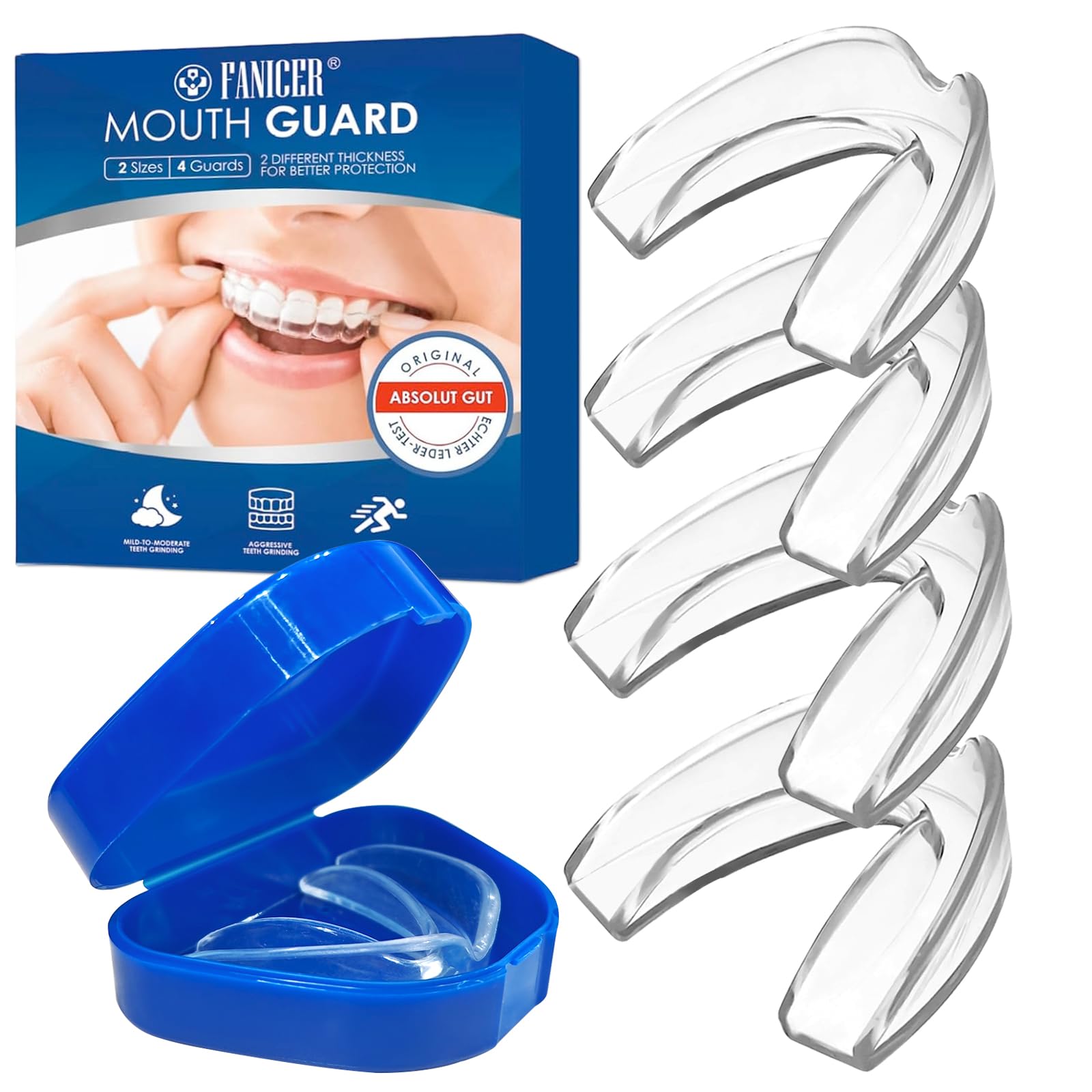8x Nachtschutz Gegen Zähneknirschen - Formbarer Mundschutz Mit Etui