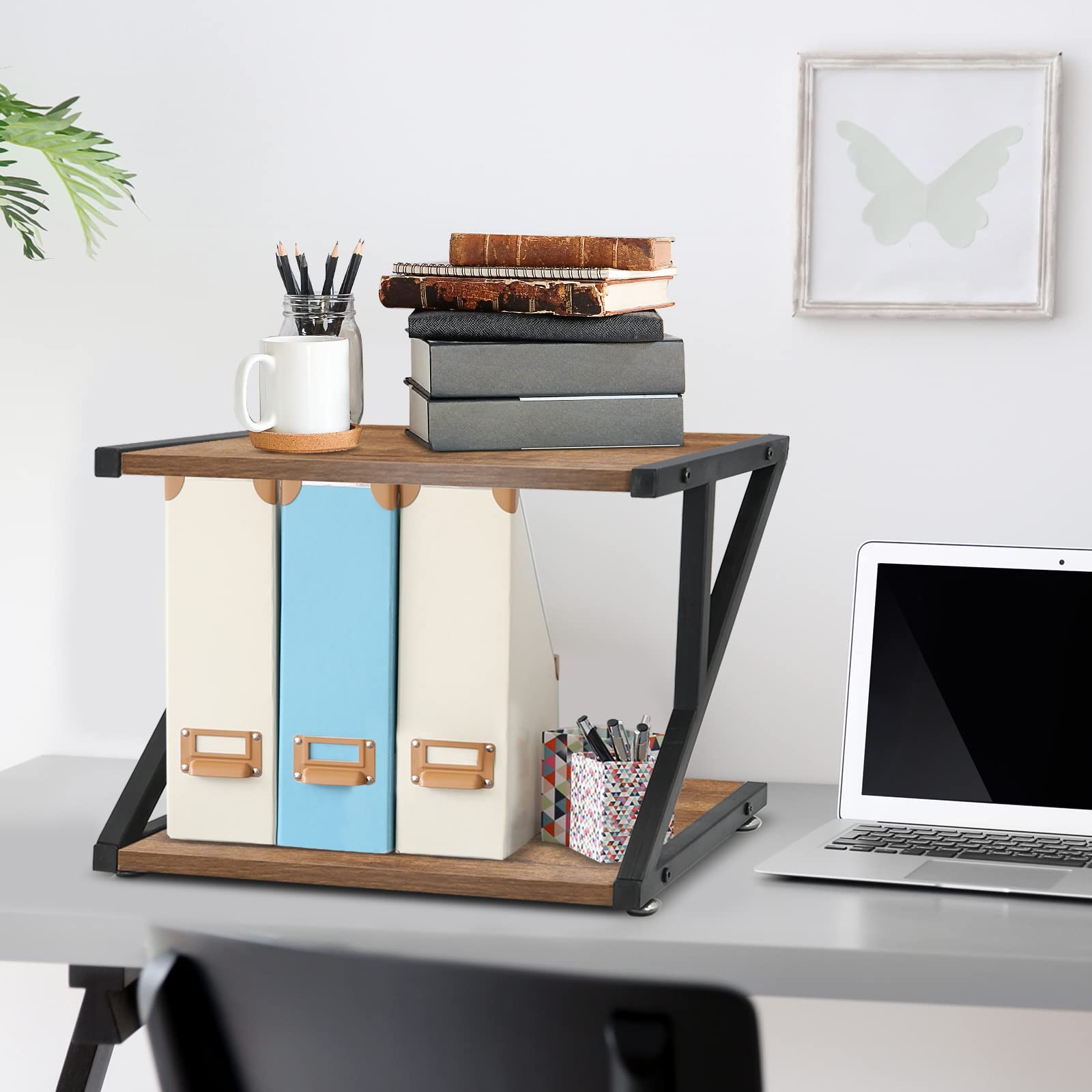 Desktop Printer Stand with Storage Shelf, 2Tier Desktop Printer Table