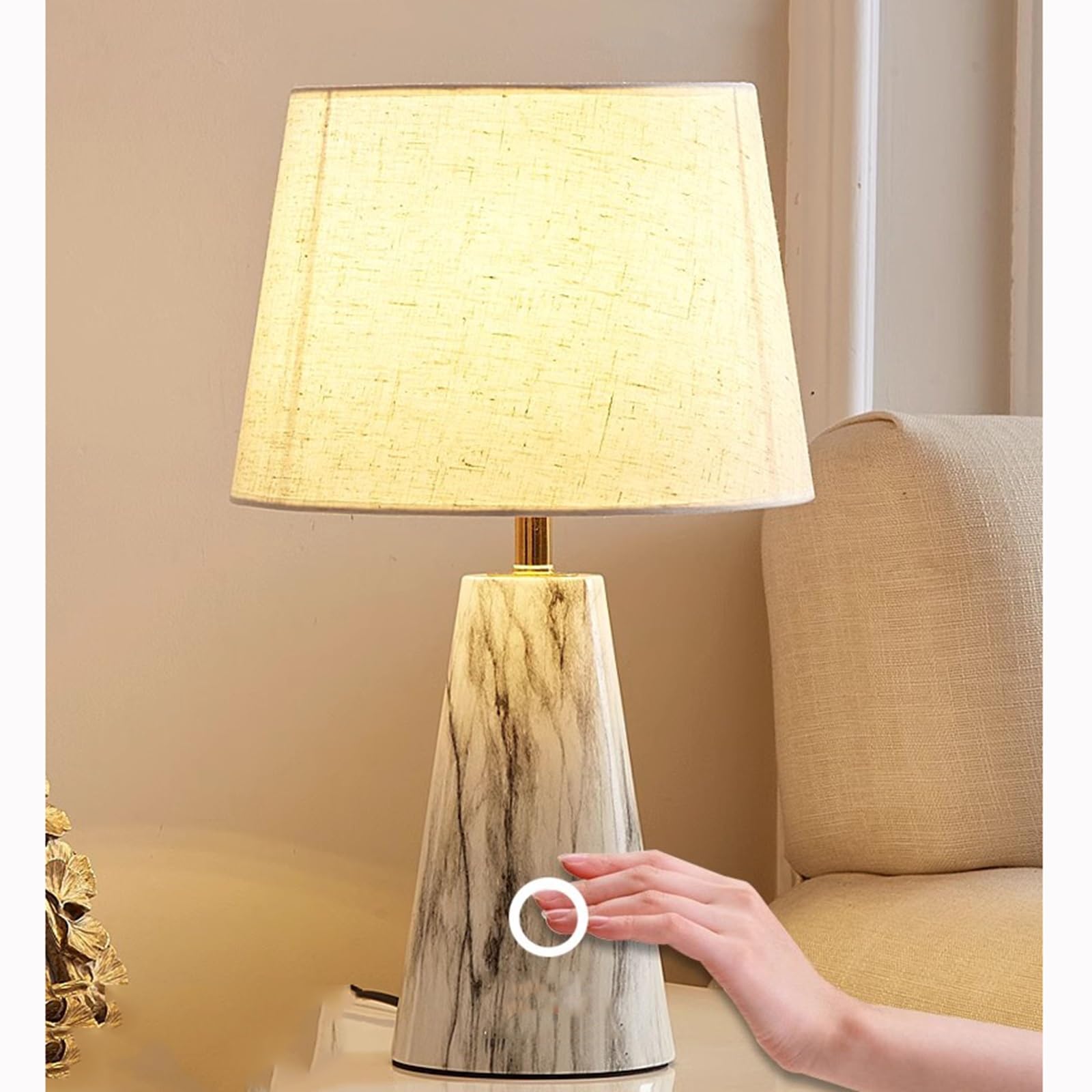 Lámparas de noche Lámpara de mesa Lámpara de mesa dormitorio lámpara de noche lámpara de noche después de textura simple romántico cálido imitación mármol táctil lámpara de mesa regulable para lámpara