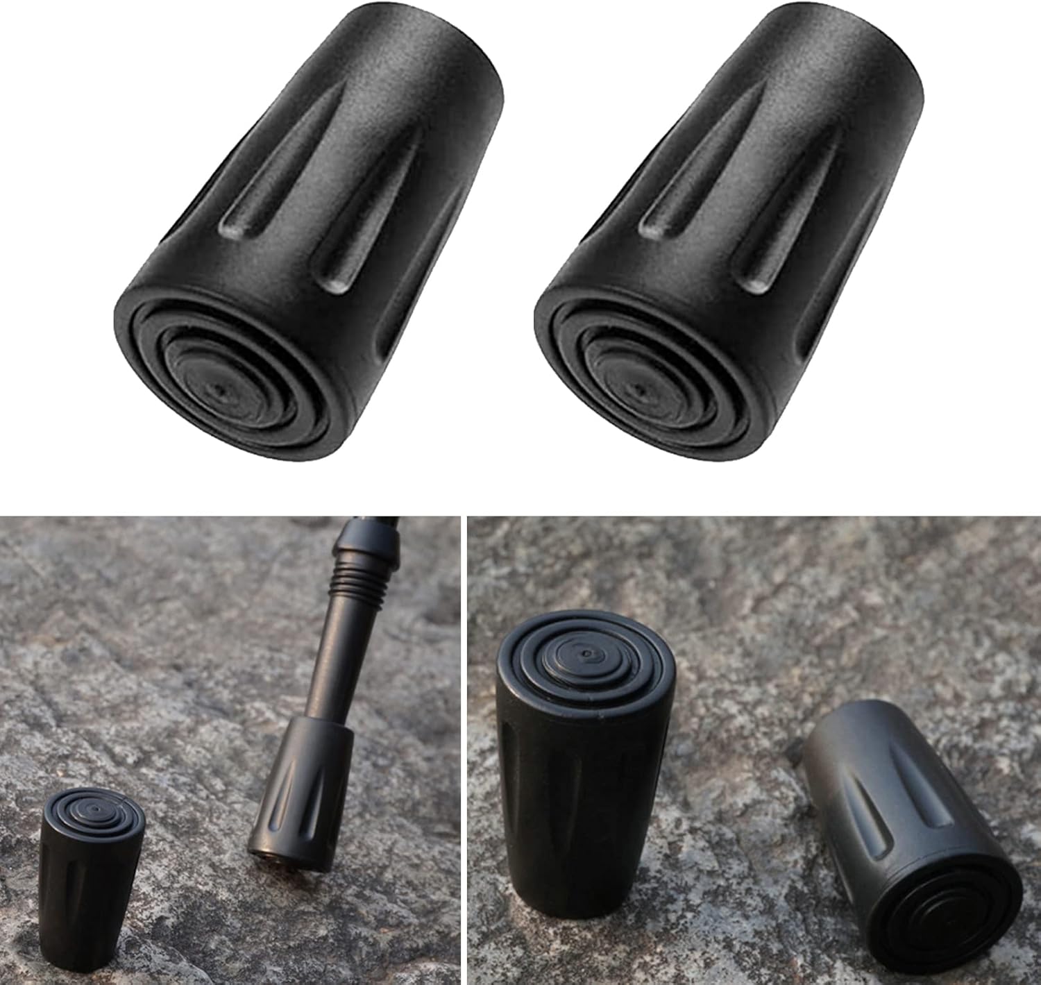 2 Pcs Walking Pole Rubber Tips, Trekking Pole Tip Protectors, 11mm Spare Replacement Rubber Pole