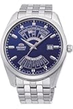 Contemporary Multi Year Calendar Male Automatic Hand Winding Wristwatch - Mechanical Casual Stainless Steel Band and case Grey Analog Blue Dial - RA-BA0003L10B, Silver/Blue, Bracelet