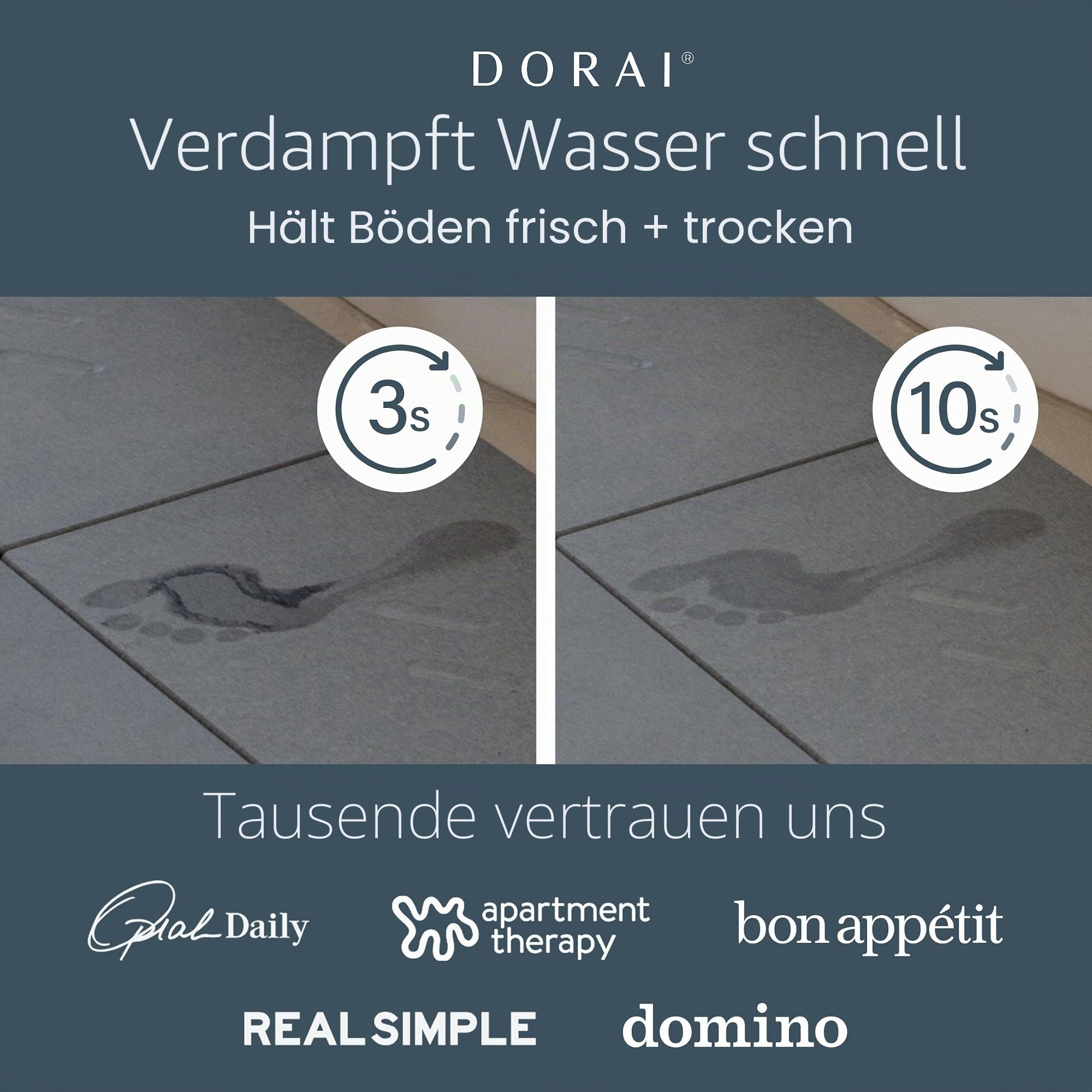 Dorai Home Stone Badematte für Badezimmer | Große, schnell trocknende Stein-Badematte | rutschfeste Oberfläche | anpassbares Design | 56,6 cm L x 80,3 cm B x 1,5 cm H | Schiefer