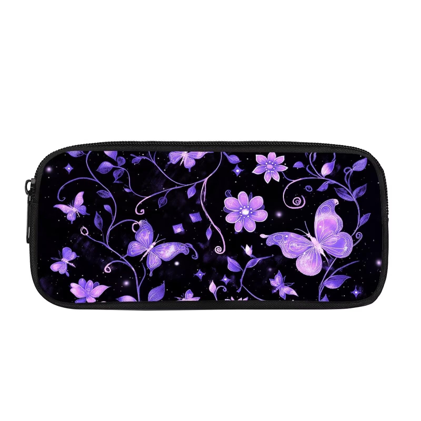 Dolyues Butterfly Purple Pencil Case - Large Capacity, Waterproof & Expandable Storage Pouch for Girls - Versatile Toiletries, Makeup & Office Stationery Organizer