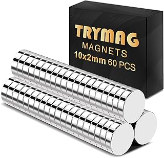 TRMAG 60Pcs Refrigerator Magnets, 10x2mm Rare Earth Magnets, Small Neodymium Disc Magnets Fridge Magnets, Miniature Mini Multi-Use Round Magnets for Crafts, DIY, Whiteboard, Kitchen, Office Magnets