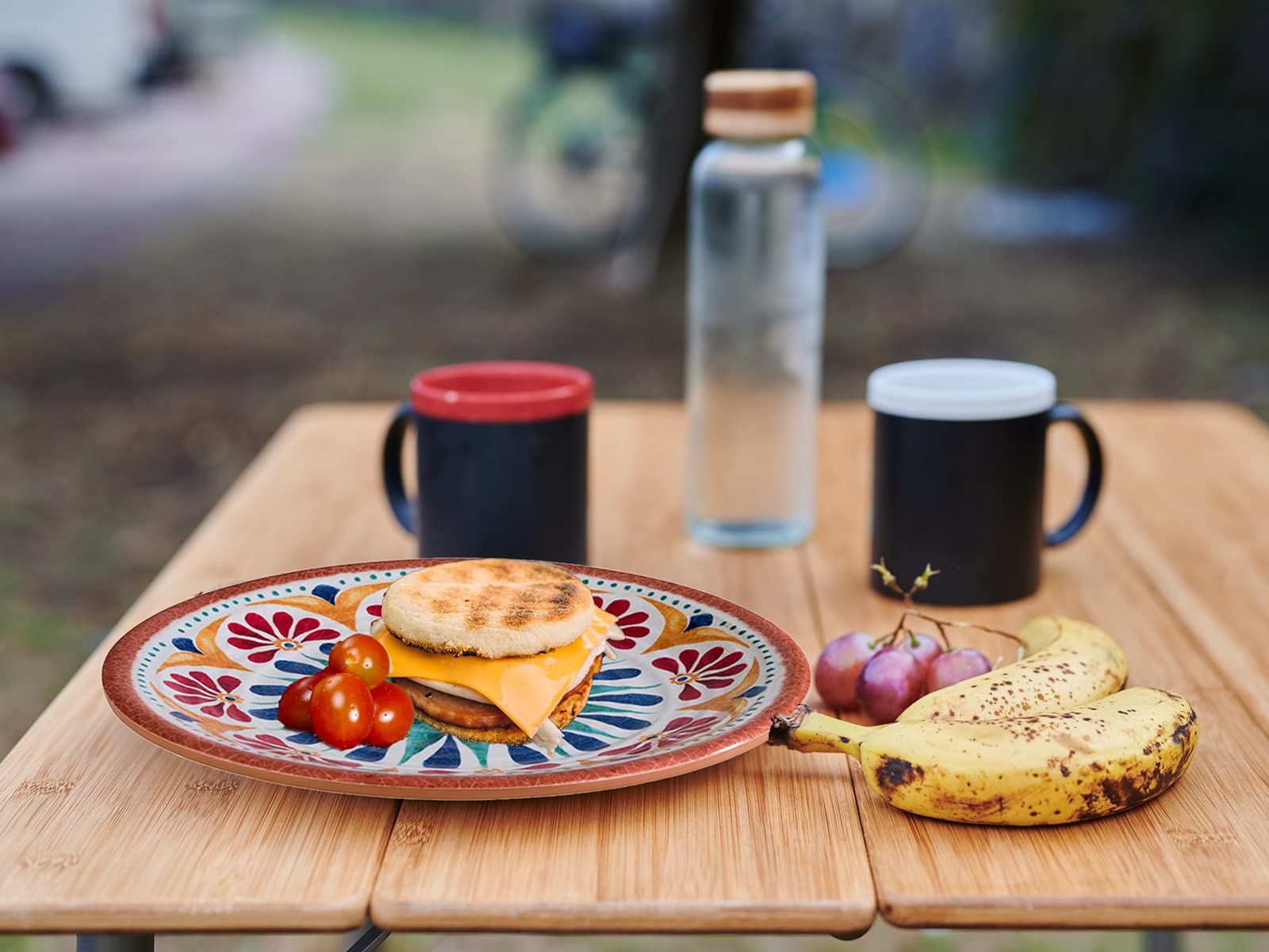 Melamin Ess-Geschirr Set für 4 Personen, Campinggeschirr mediterranes Design