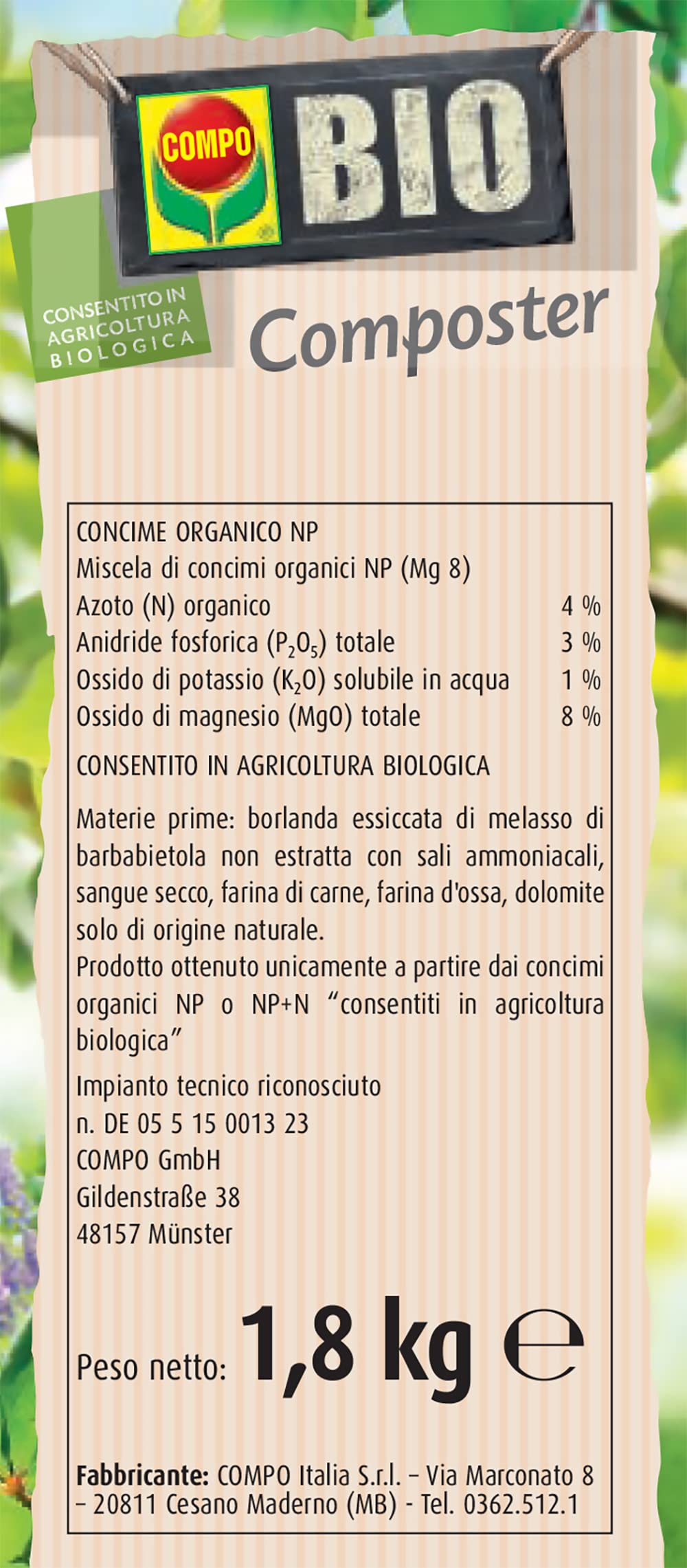 COMPO BIO komposter przyspieszający rozkład resztek roślin, 1,8 kg
