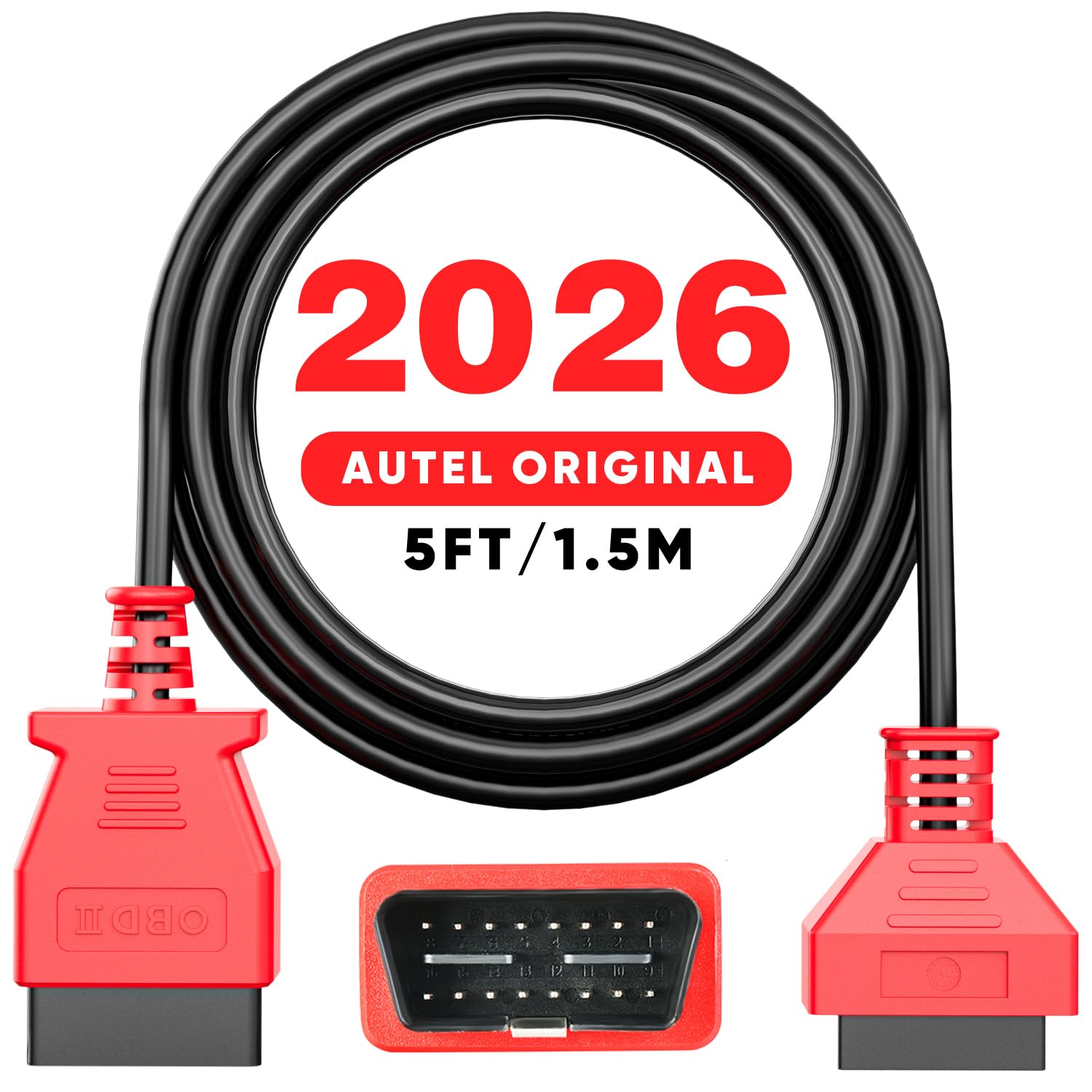 Autel OBD2 OBDII Extension Cable, 5ft, 16 Pin OBD II Male to
