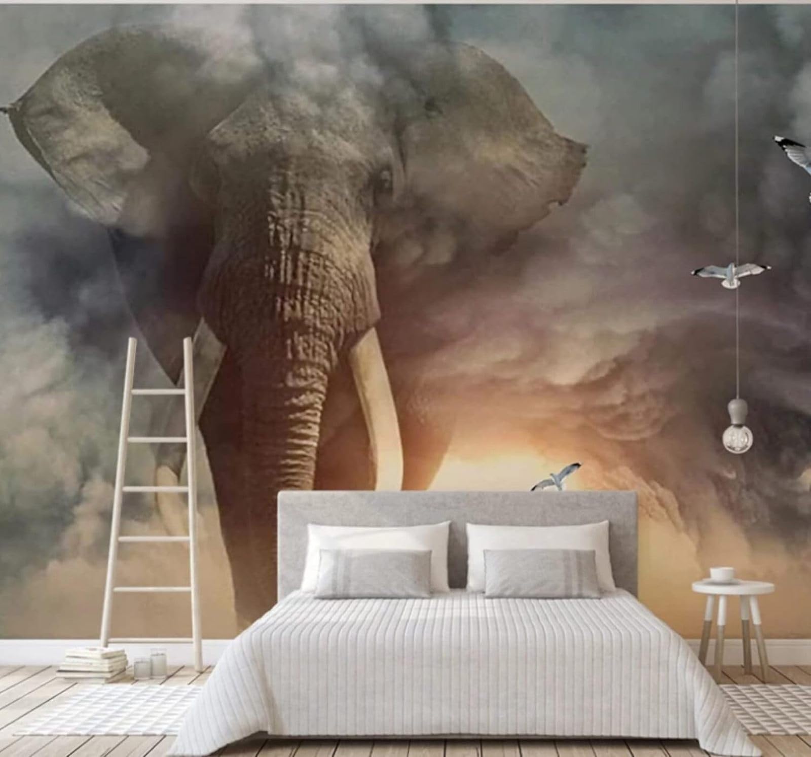 XLMING Minimalist Three Dimensional Animals Elephants Birds 3D Wallpaper Luxury Home Dining Decor Paste Sofa Living Room The Wall for Bedroom Mural-430cm×300cm