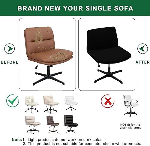 Miniatura 6 de GOSTADY Funda elástica para silla sin brazos, funda para silla de oficina con patas cruzadas, funda de asiento ancho para silla de oficina en casa,