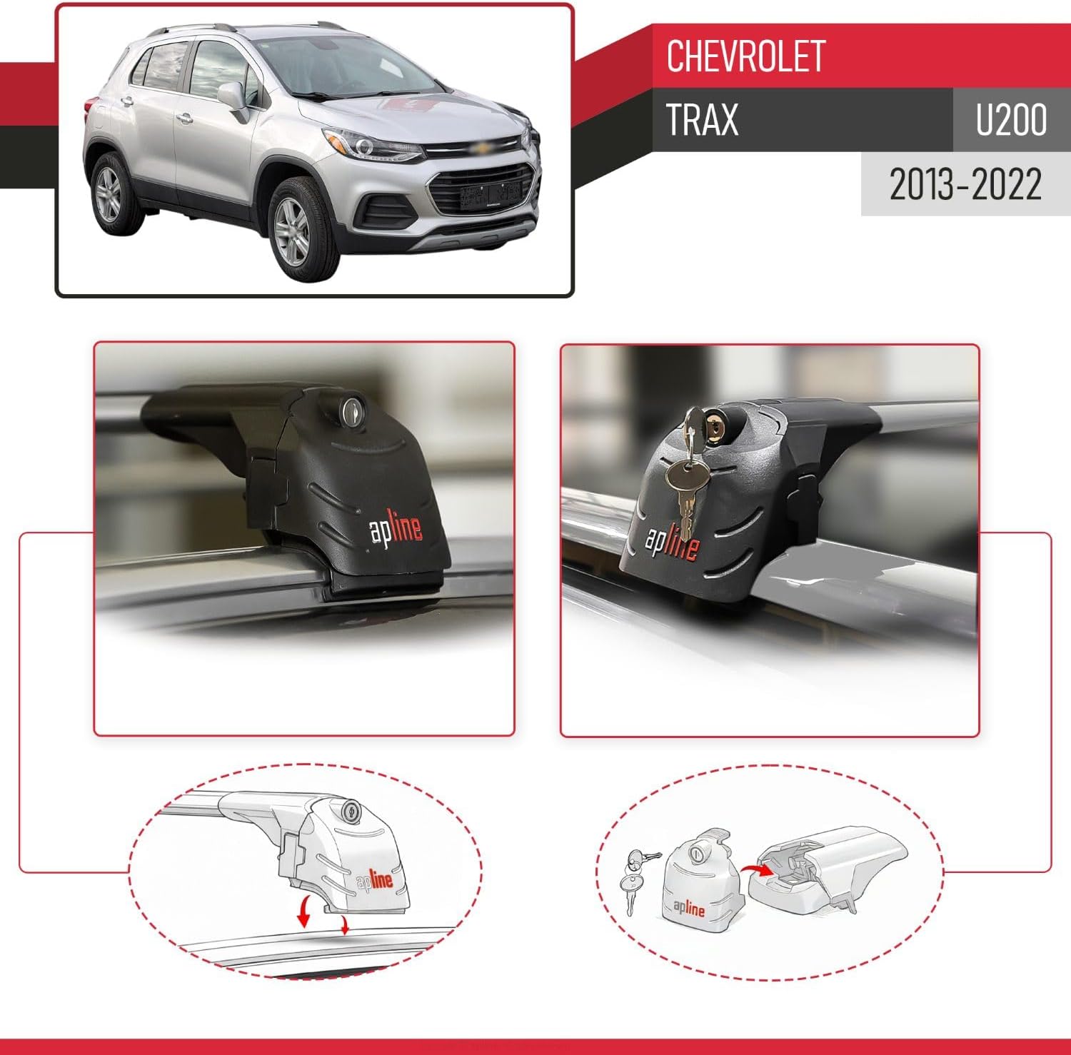 Compatible with Chevrolet Trax 2013-2023 Roof Rack ACE-2 Roof Rack Pack Rack Grey