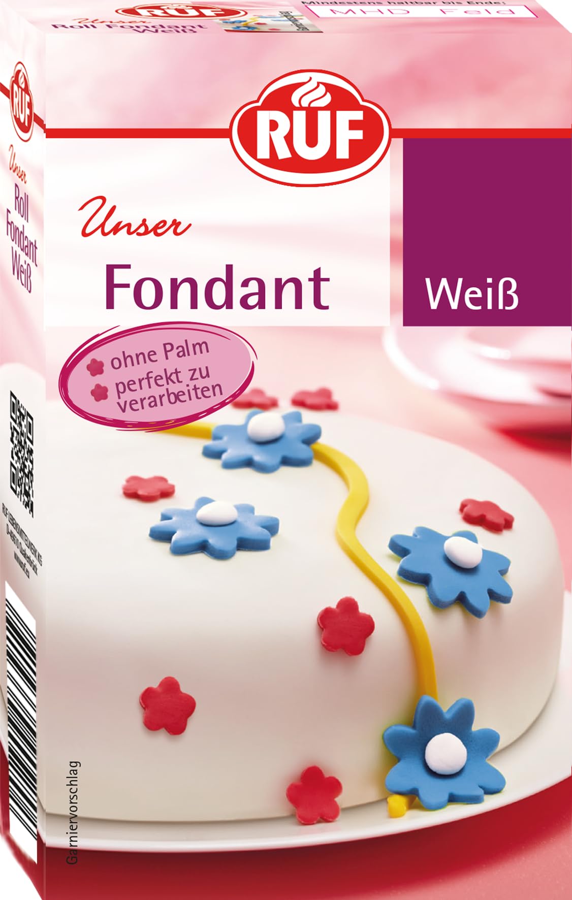 RUF Fondant weiß, zum Formen von Figuren, Blumen und Buchstaben geeignet, Modellierfondant, Rollfondant, ohne Palmöl, glutenfrei und vegan, 250g (1er Pack)