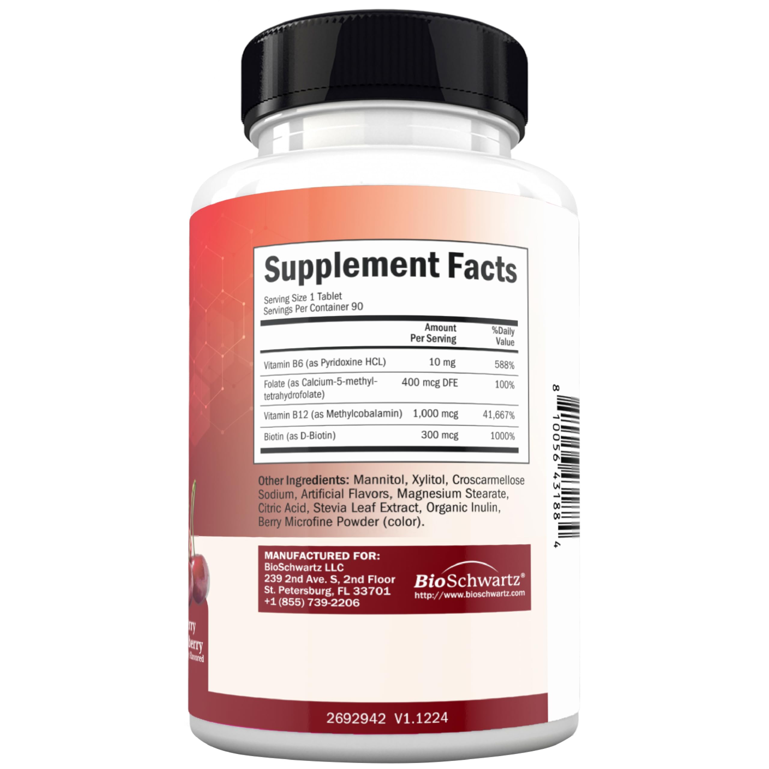Bariatric B12 Plus Dissolvable Tablets - Cherry Strawberry Flavor, 90ct — Amazon image 8