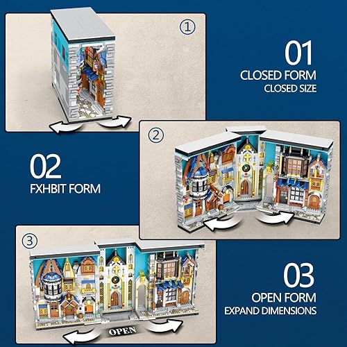 Miniatura 7 de MISINI 66026 - Kit de bloques de construcción de casa de mercado medieval, 2922 piezasMOC Street View Modular, juego de construcción coleccionable