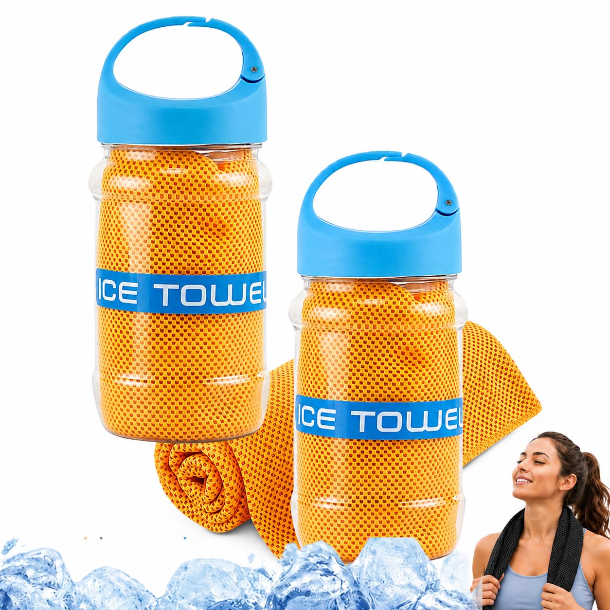 Cooling Towel,39x11.81inch Ice Cool Neck Towel,Neck Wrap Ice Towels,Breathable Quick Drying Ices Cool Microfibre Towels with Storage Bottle For Gym Workout Running Yoga Golf Camping Hot Weather