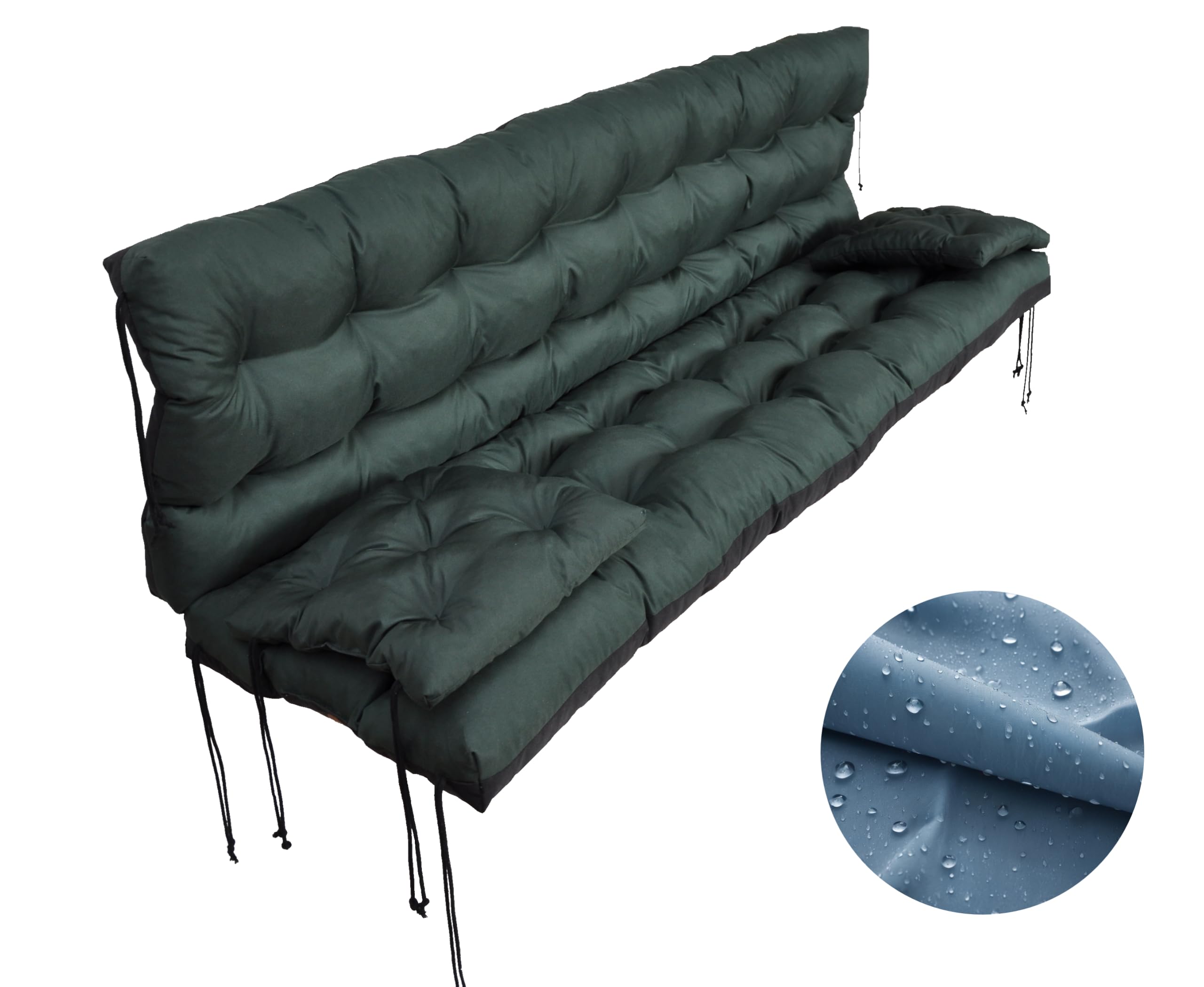 Cojín impermeable para columpio de jardín, 180 cm, cojín mecedora, cojín para columpio de jardín, cojín de banco (verde)