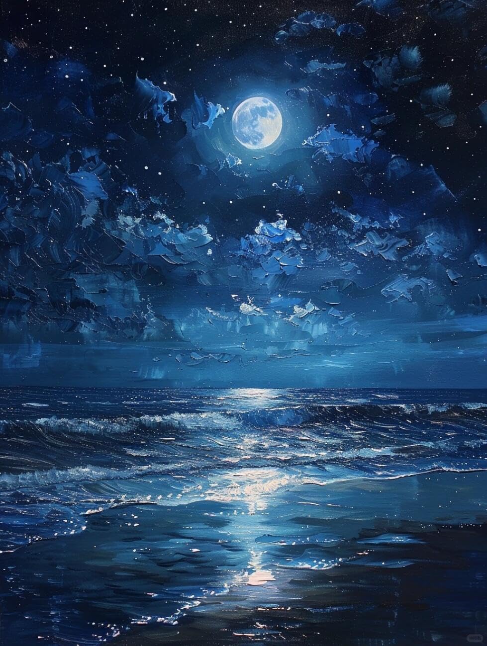 Henypt Cross Stitch Kits The sea at Night Landscape DIY Embroidery Kit for Adults Beginners with Accessories Home & Leisure/Gifts 14CT 40x50cm