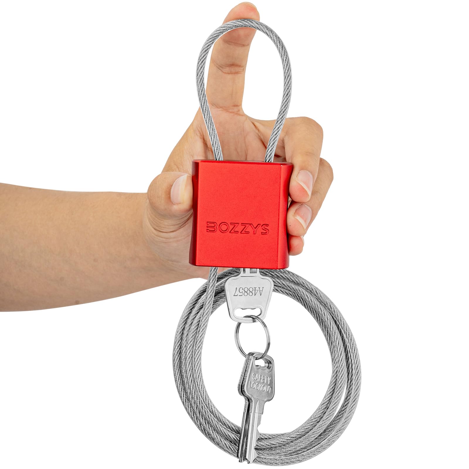 BOZZYS Cable Lock with 3 Keys | Adjustable Steel Cable Lock | Aluminum Locks for Bikes, Gate, Lockers & Outdoor Gear (red-L 6.56ft(2m),D 1/6in(4mm))