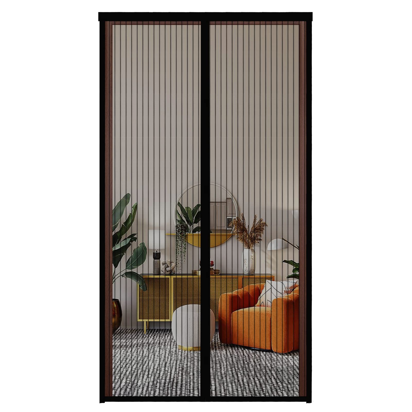 Moustiquaire magnétique pour porte 80x215 cm rideau anti-moustique noir