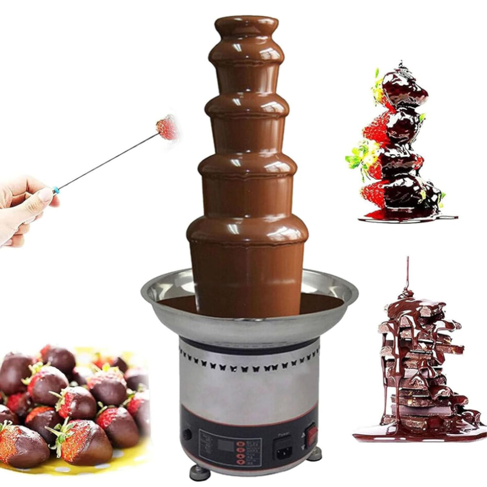 ASerZenith Chocolate Fountains,5 Tiers Electric Chocolate Fountain Stainless Steel Fondue Waterfall Melting Machine For Commercial Household Wedding Birthday Christmas