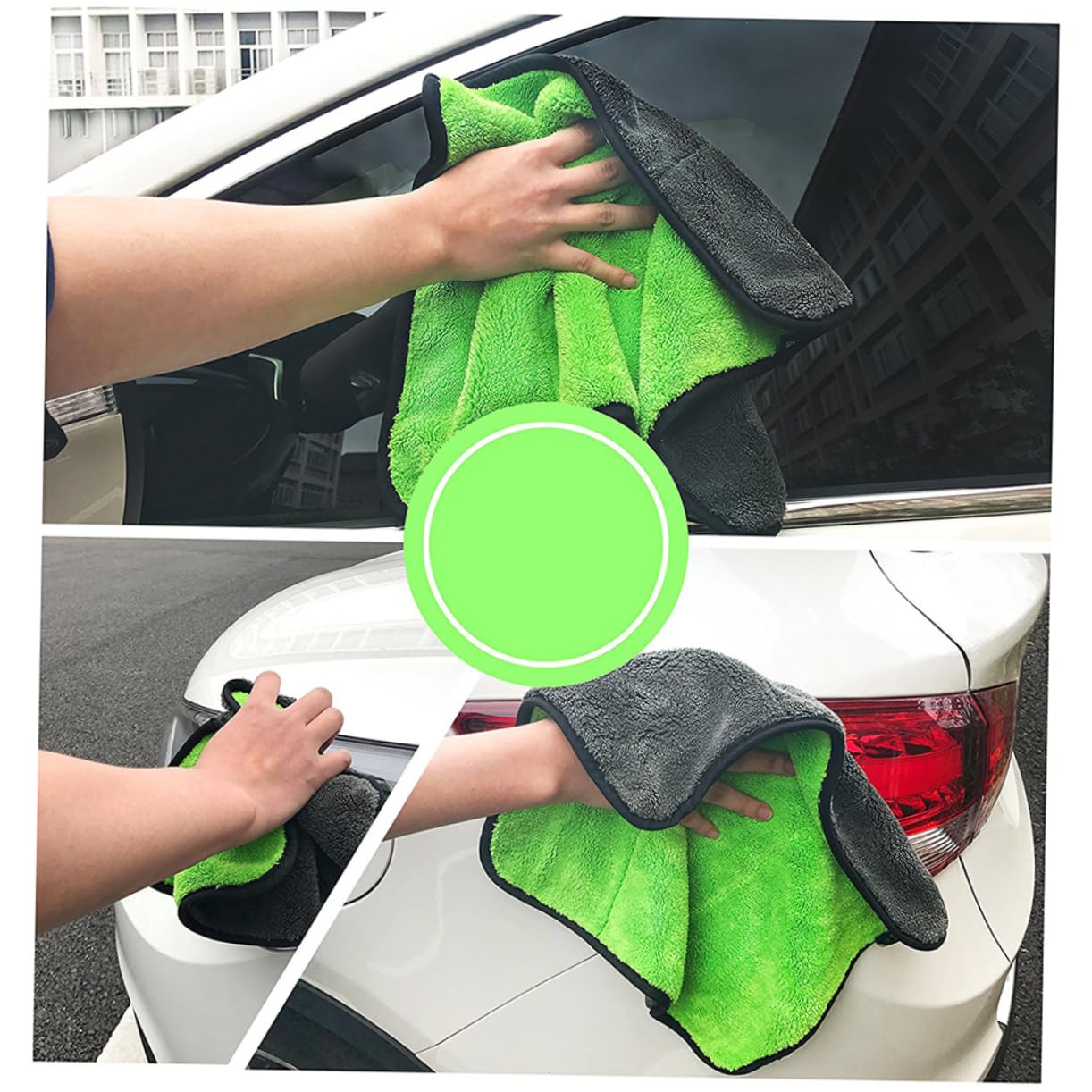 MAGICLULU 3pezzi Panni per Lucidatura e Asciugatura Auto in Microfibra Doppio Lato Cuciture Raffinate Forte Assorbimento Acqua e Si Asciuga Rapidamente Non Graffia la Vernice e Cattura
