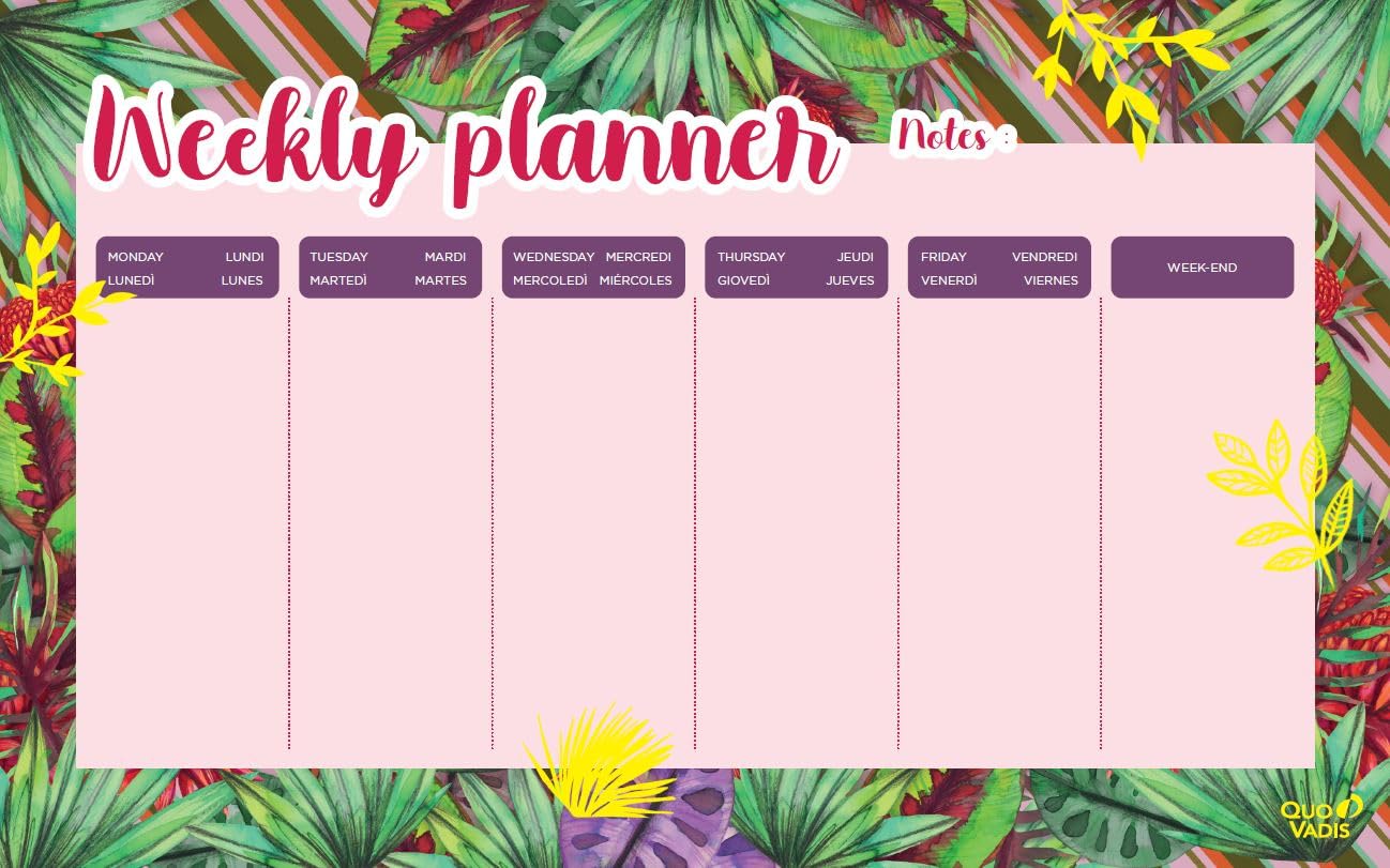 Quo Vadis - Collection: Jungle Spirit Mini Leaflet Desk Pad 16.5 x 26.5 cm Striped