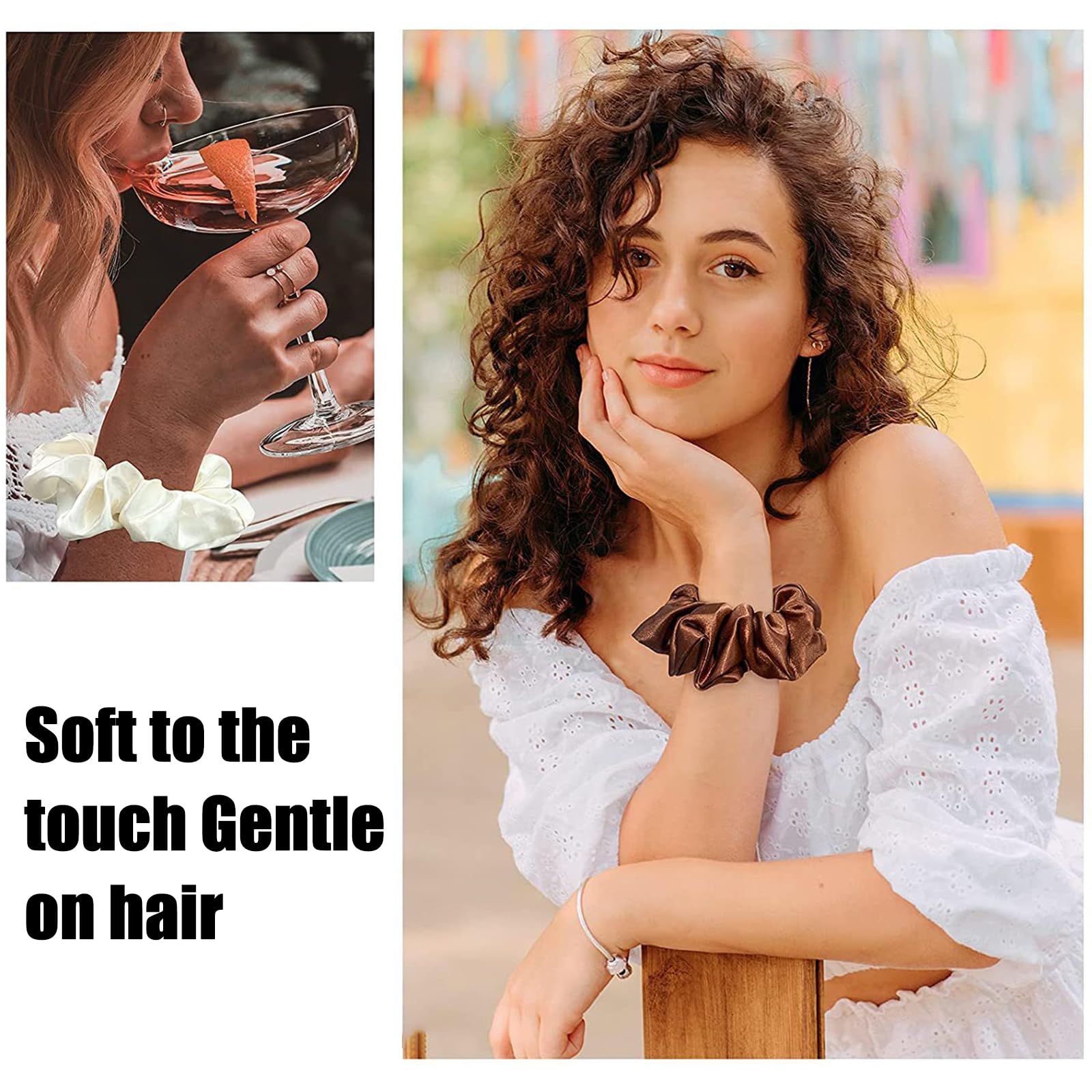 JSTHHTT 32 Pezzi Coleteros de Seda, Coleteros de Satén, Scrunchies, Suaves Cintas Elásticas para el Pelo para Mujeres, Gomas Pelo Niña, Lazo de Pelo Elástico de Pelo Coletero de Niñas Colorido