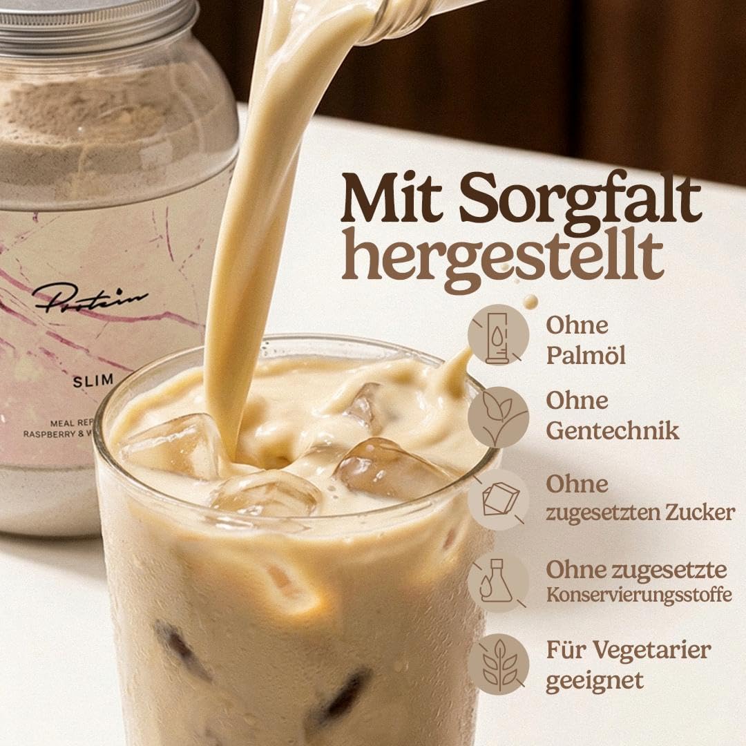 Protein Slim Mahlzeitenersatz | 20g, 26 Vitamine & Mineralstoffe | Zum Abnehmen | Kalorienarmer Shake | 34 Portionen | Himbeere & Weiße Schokolade
