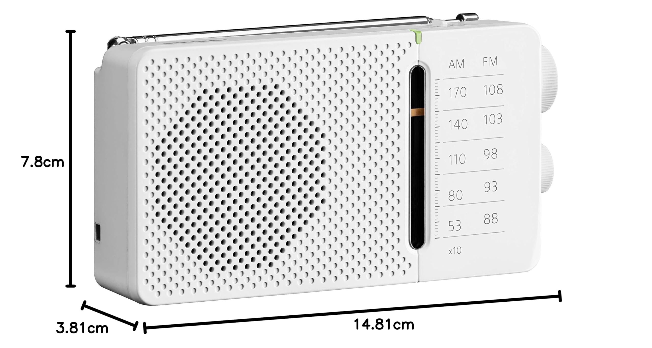 Sangean A500455 SR-36 Blanco Radio FM/Am Altavoz Integrado Antena TELESCÓPICA Salida Auriculares