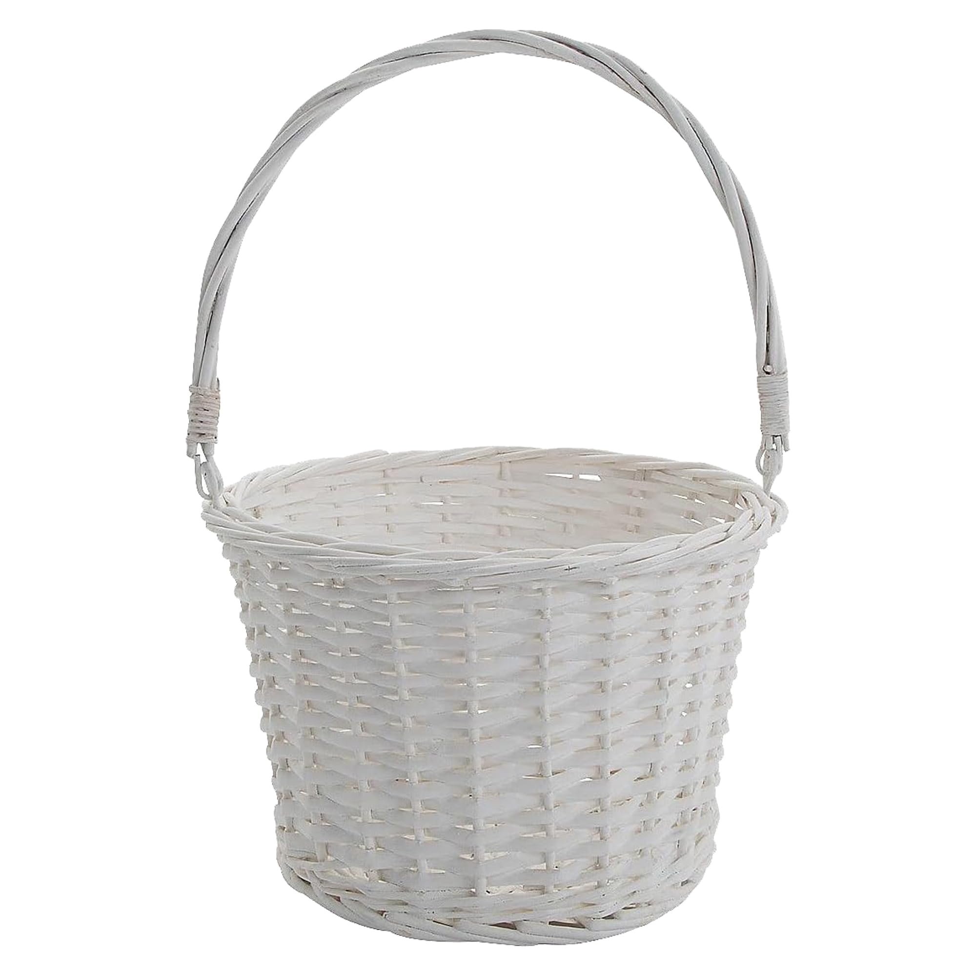 White Easter Basket, Woven Wood, 12