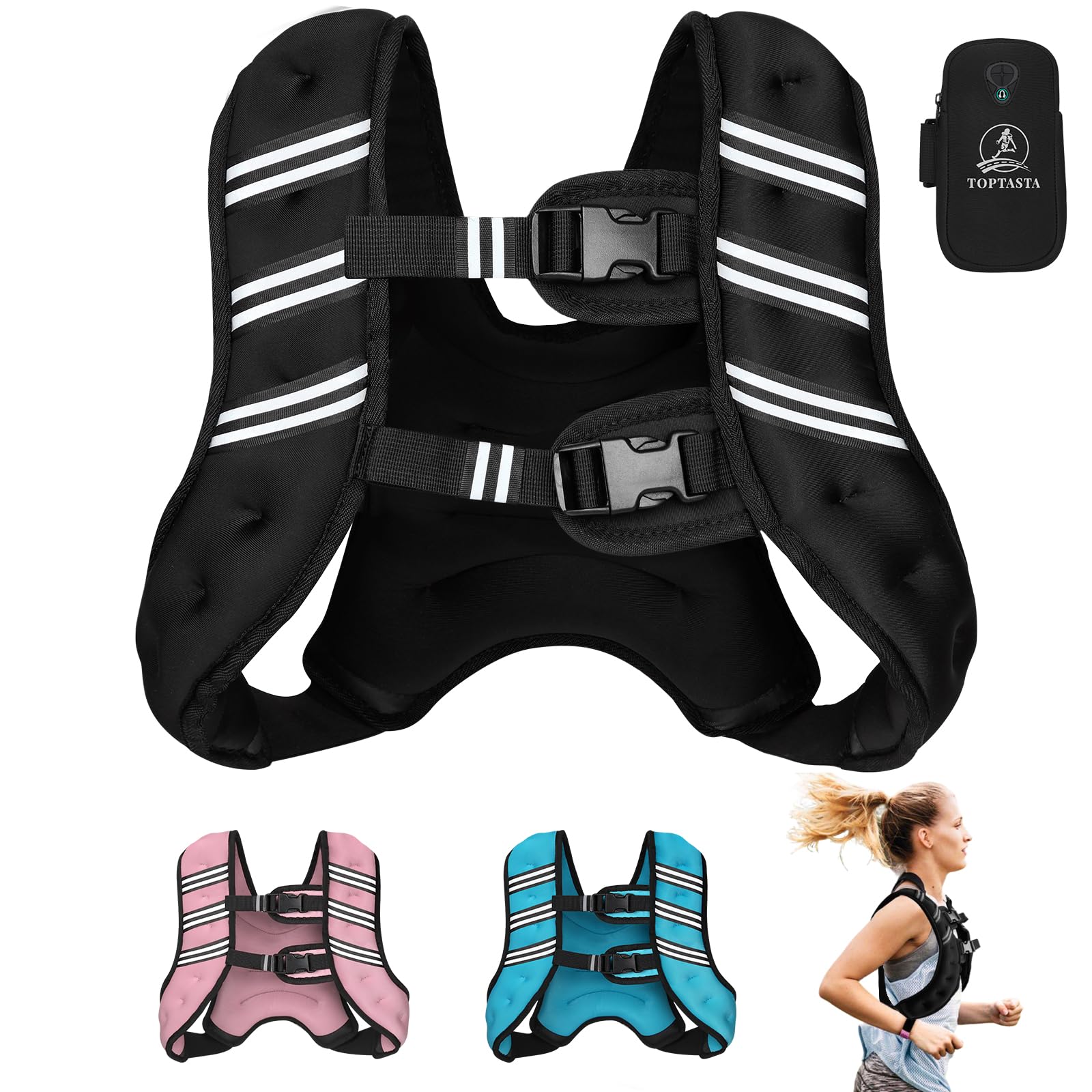 Gilet ponderato per uomo e donna, 6/8/12/16/20/25 l, 13,6 kg, regolabile, con strisce riflettenti, per allenamento, allenamento della forza, corsa, fitness, costruzione muscolare, perdita di peso