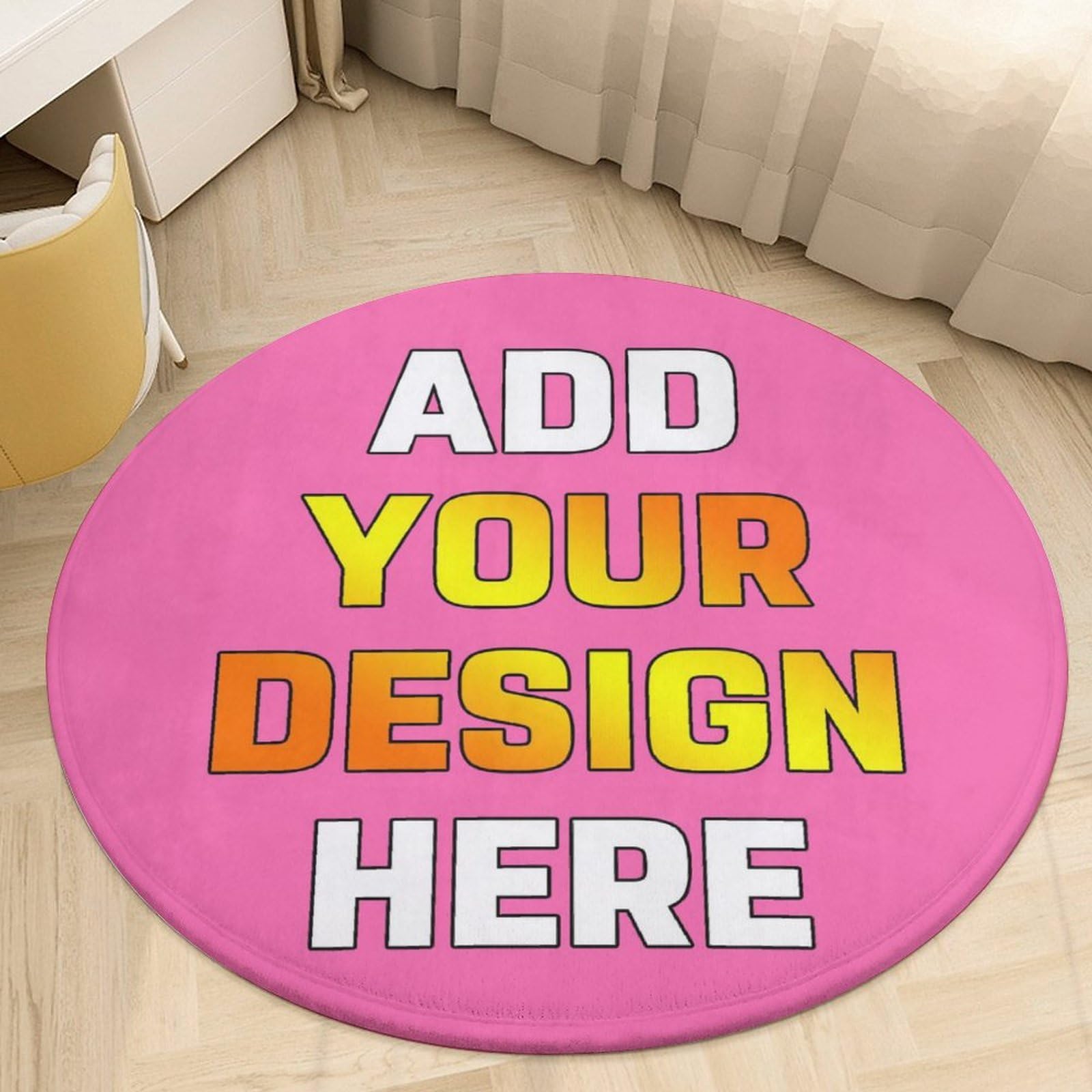 EXYLANOR Custom Round Rugs Design Your Own Customized with Photo Logo Text Personalized Door Mat Soft Anti Slip