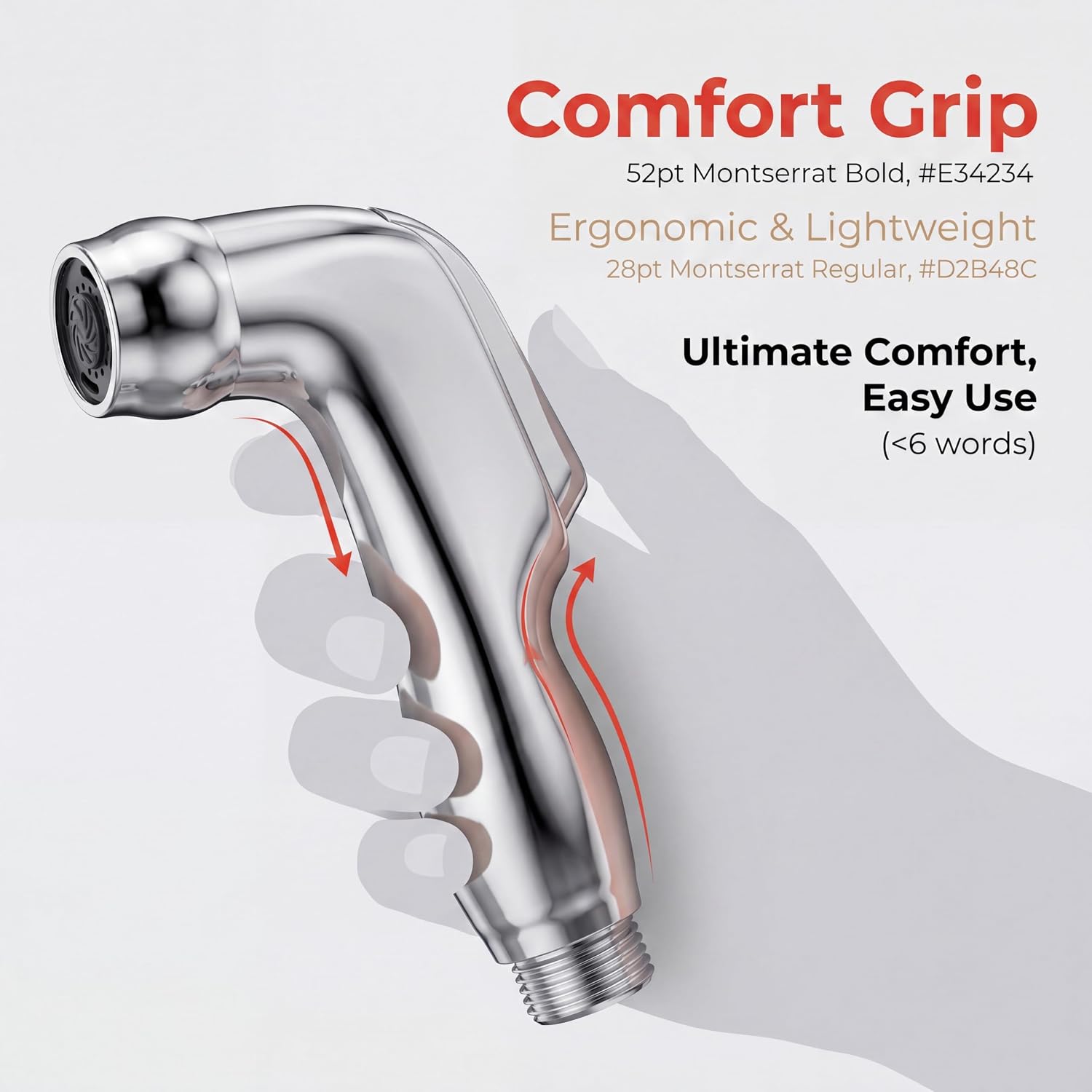 VINGVO Bidet Sprayer, Handheld Bidet Sprayer, ABS Material, Chrome Finish, Silver, Modern Style, Water Saving Nozzle, Bath