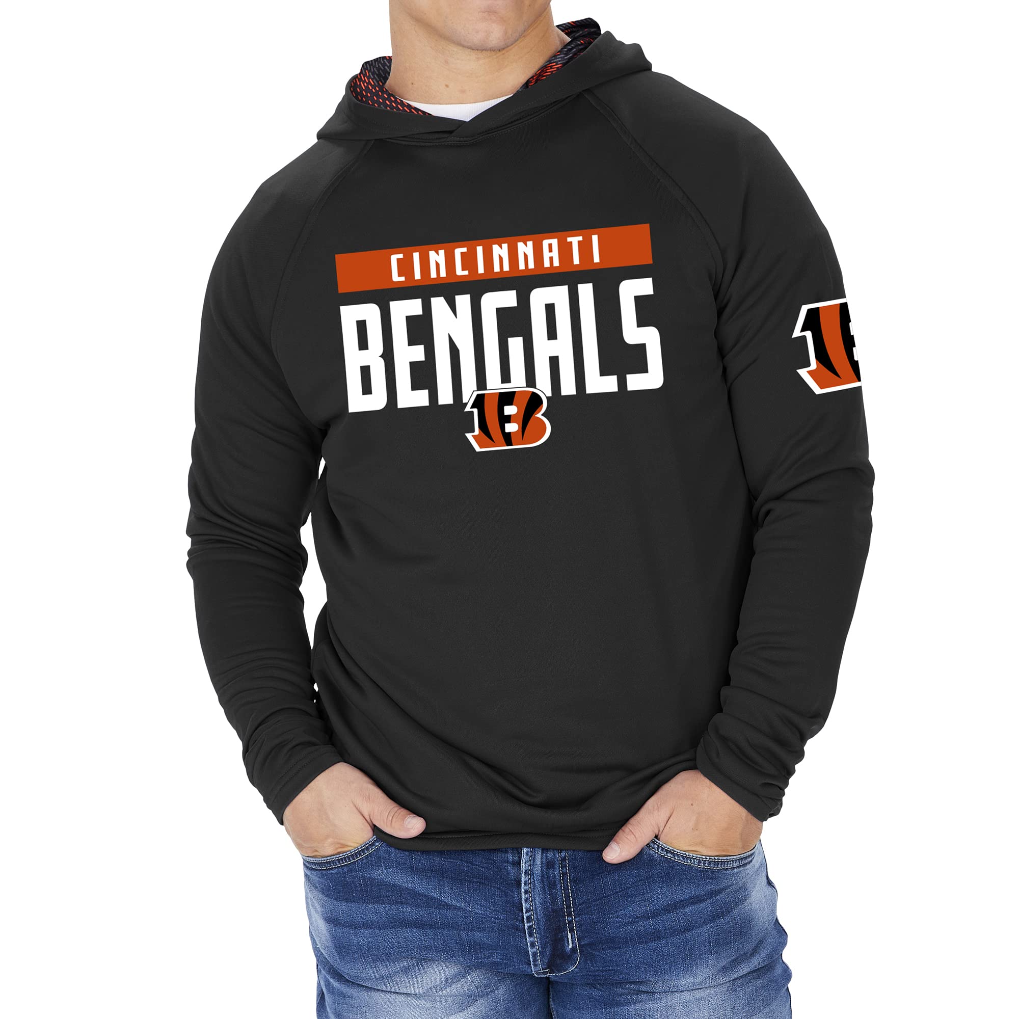 Zubaz NFL Football Men's Solid Team Hoodie with Camo Lined Hood and Sleeve Graphic — view 19