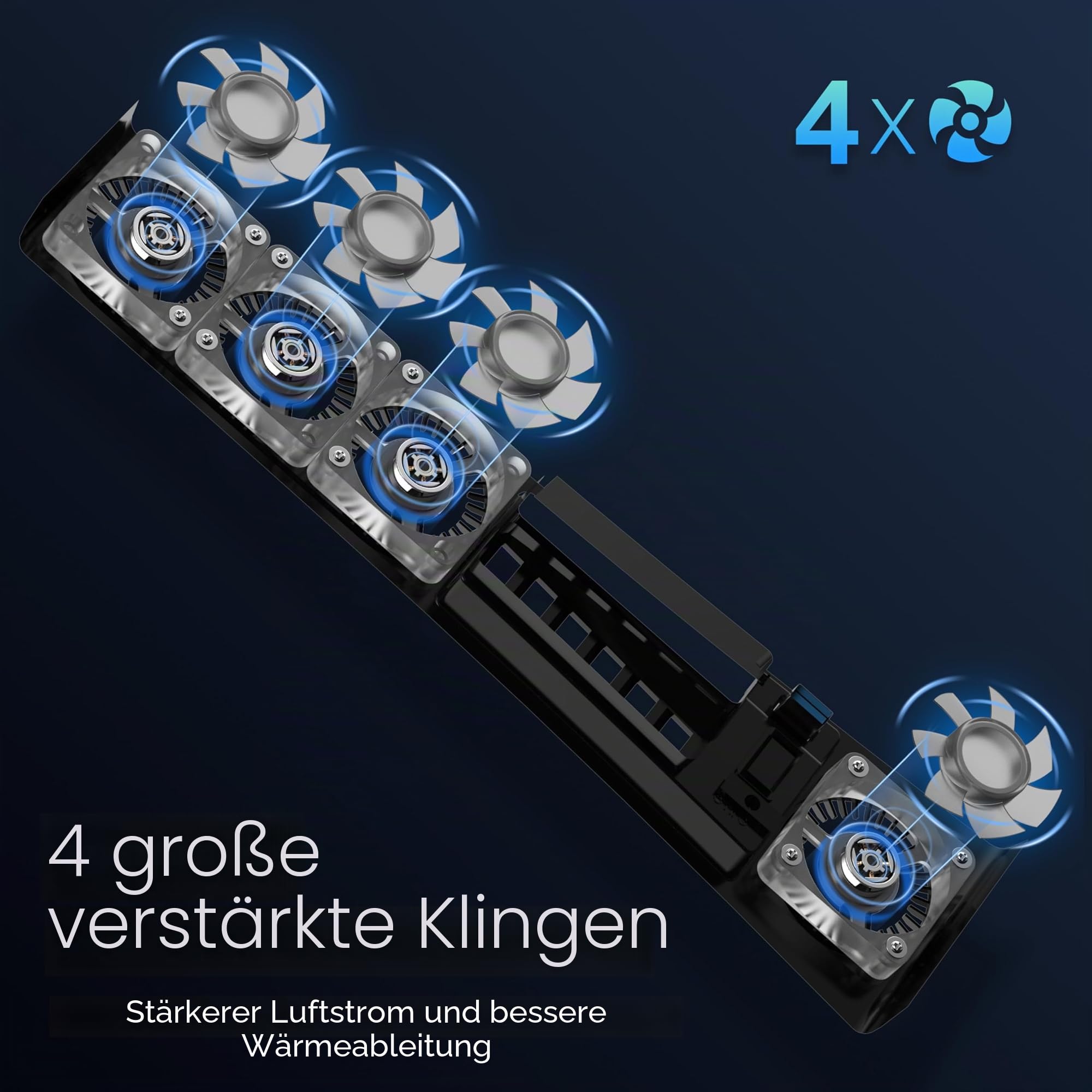 JUSPRO Lüfter für PS5 Pro, leiser verbesserter 4-Kühler mit einstellbarer Geschwindigkeit, automatisches Ein-/Ausschalten, Kühlzubehör mit USB 3.0-Anschluss und LED-Licht für PlayStation 5 Pro