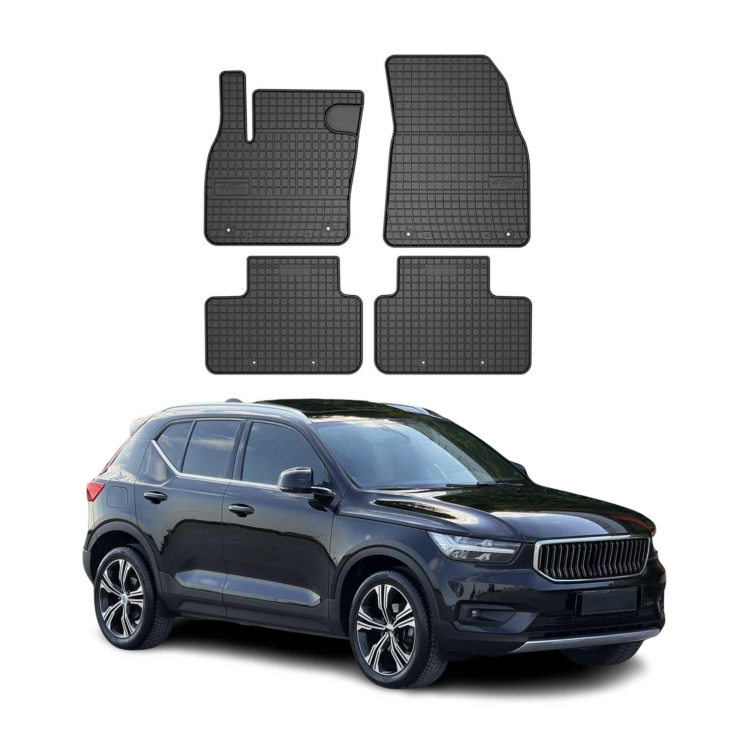 OMAC Alfombrillas de Goma Compatibles con Volvo XC40 2018-2026 Alfombrillas de Coche Goma Negro 4tlg