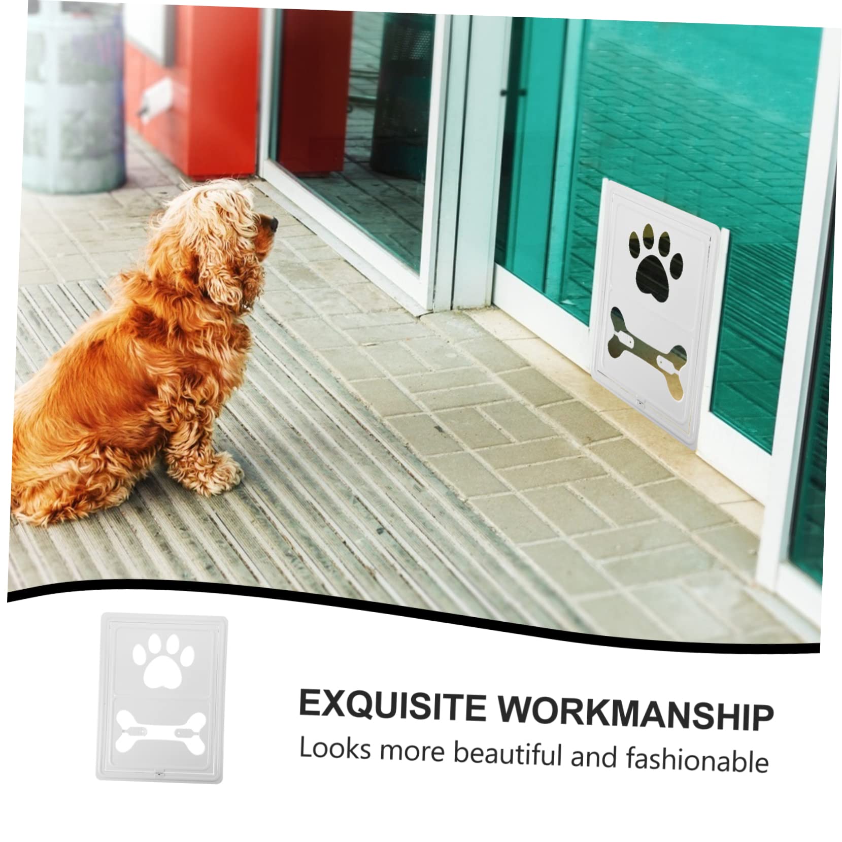 Puerta Mosquitera para Mascotas de PP Color Blanco Cierre Magnético | Bloqueo Automático, para Puertas y Ventanas de Mosquitera, Uso para Gatos y Animales Pequeños